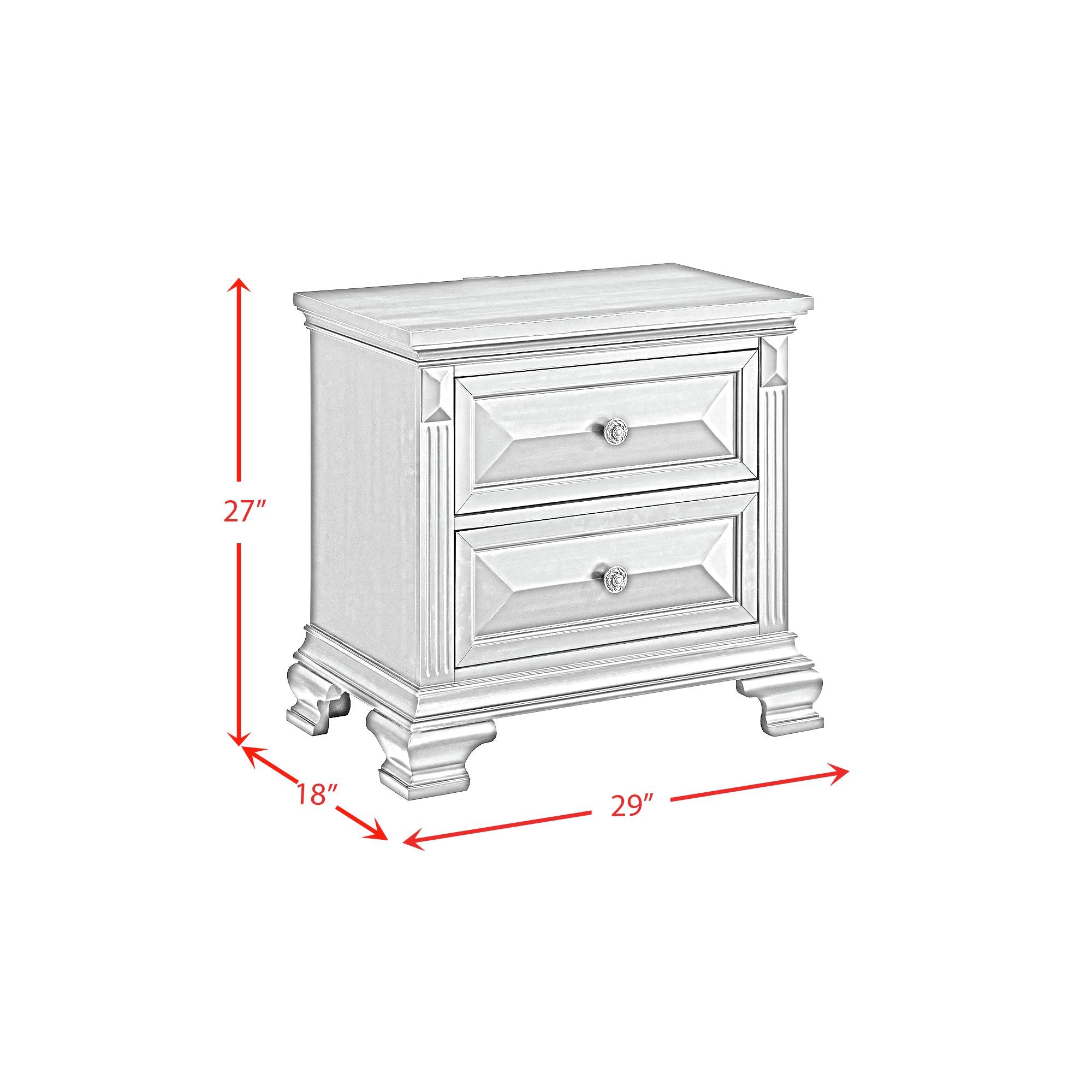 Bridgestone 2-Drawer Nightstand with USB in Black