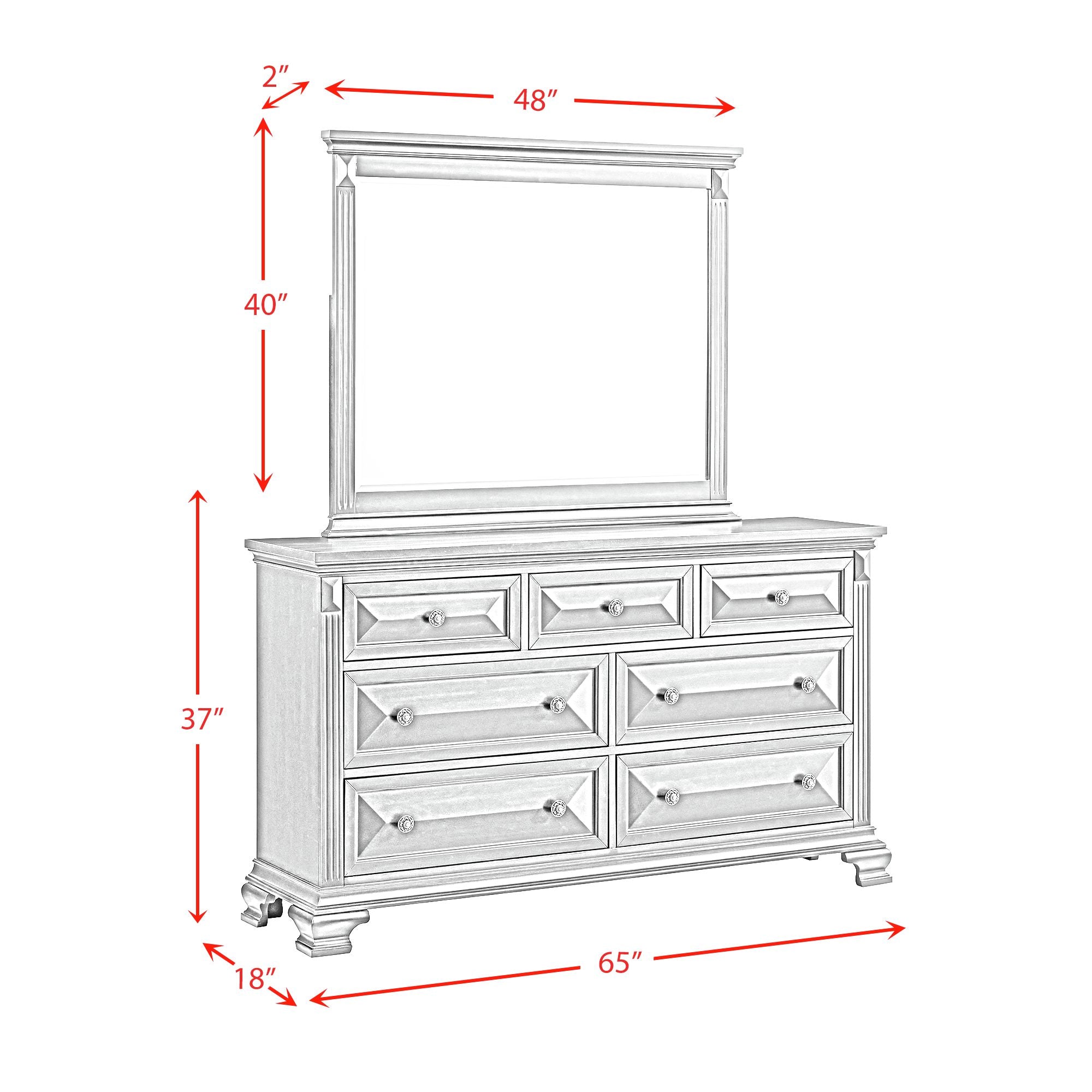 Bridgestone Dresser and Mirror Set in Antique White