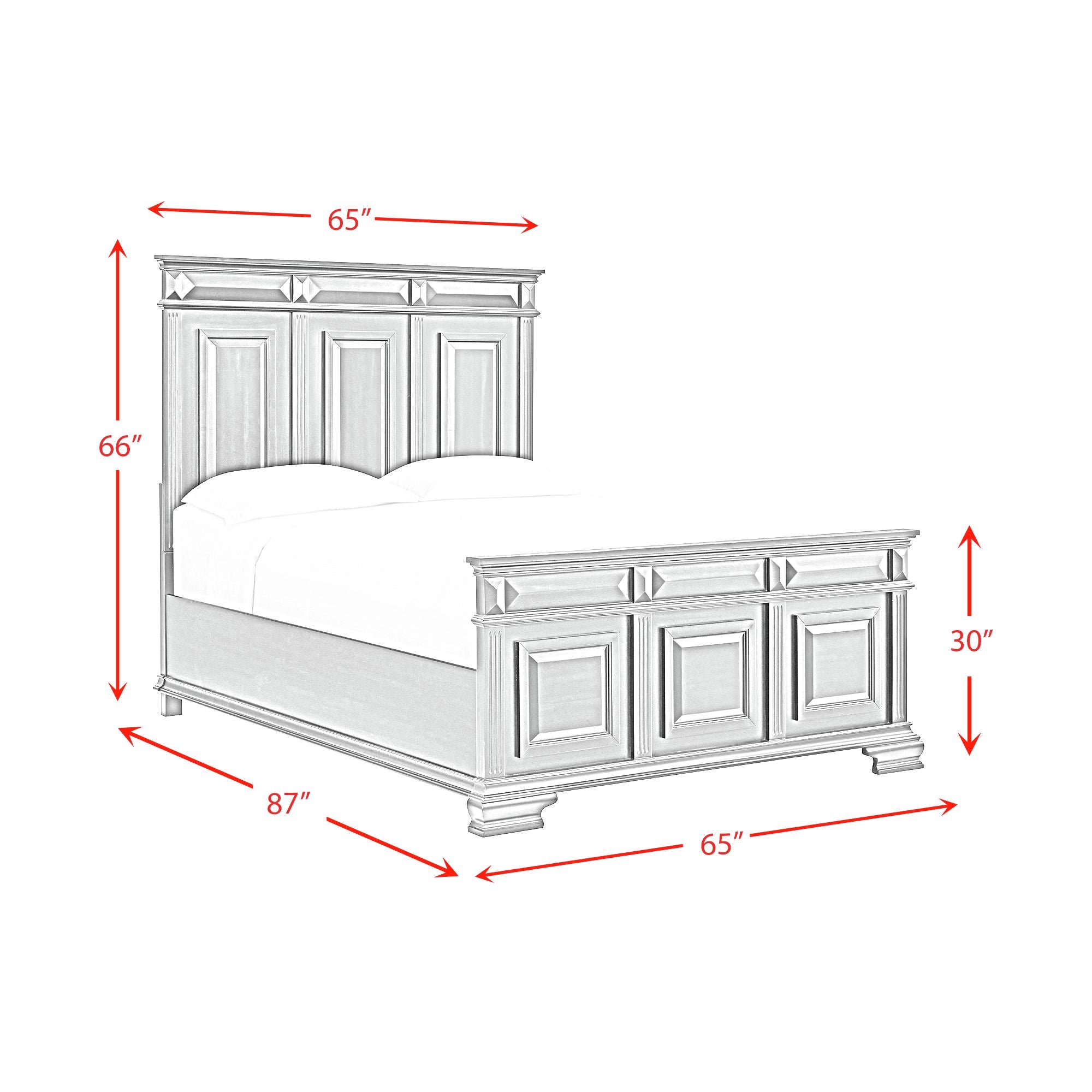 Bridgestone Queen Panel Bed in Antique White