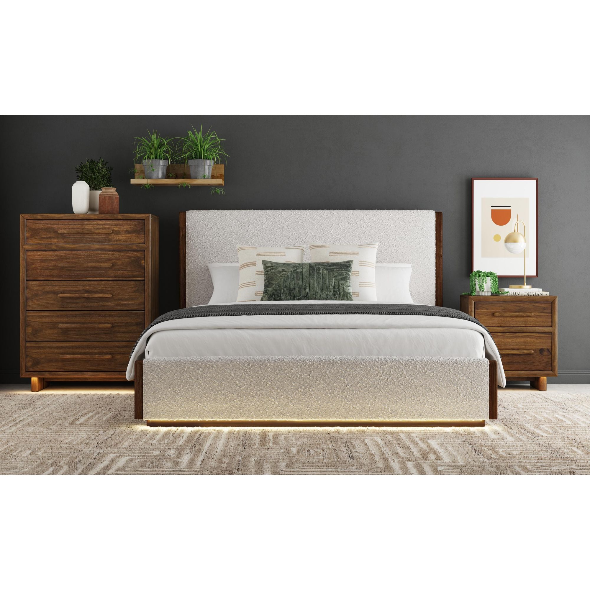 Brisbane Nightstand with USBC and LED in Brown