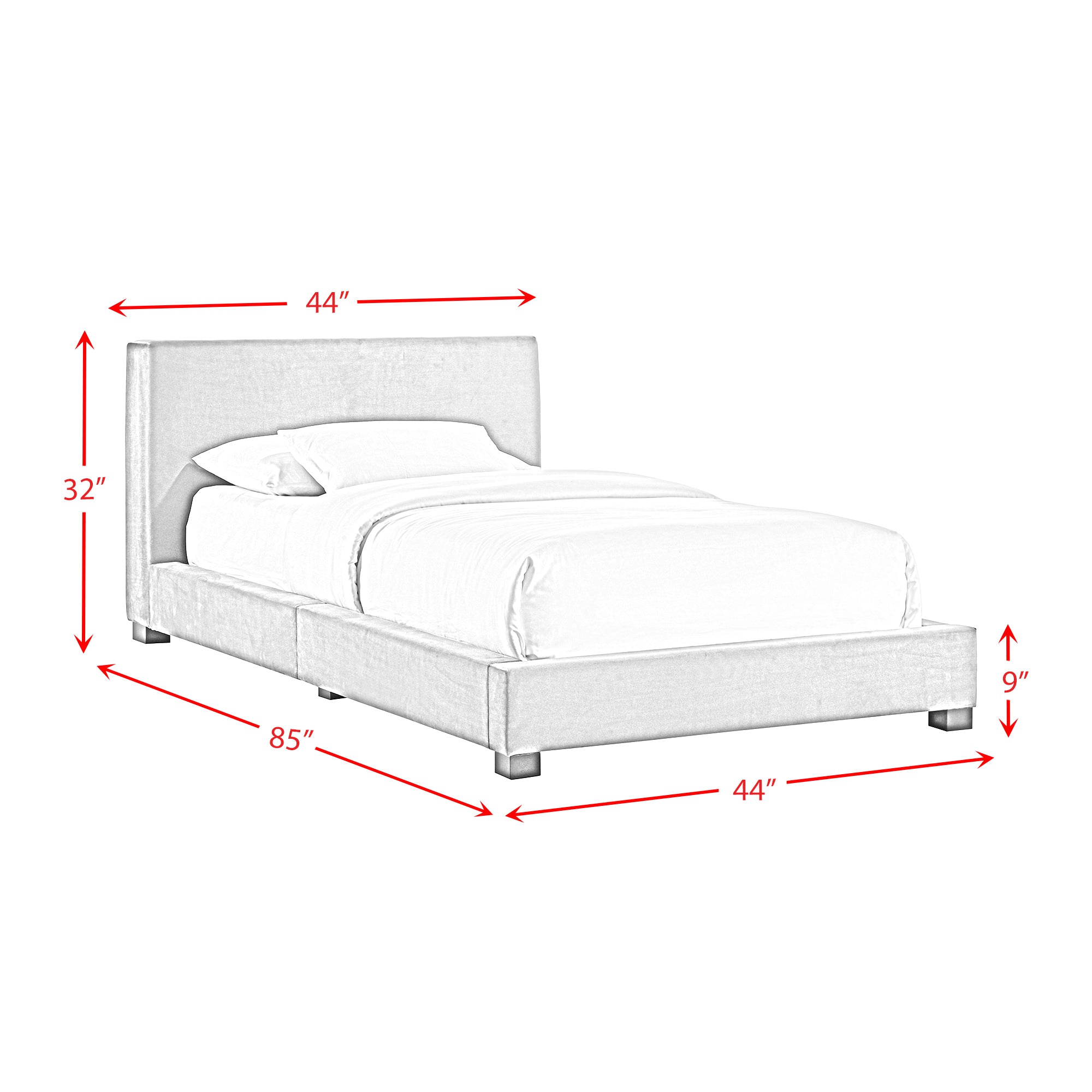 Brookhaven Twin UPH Bed in Grey Velvet
