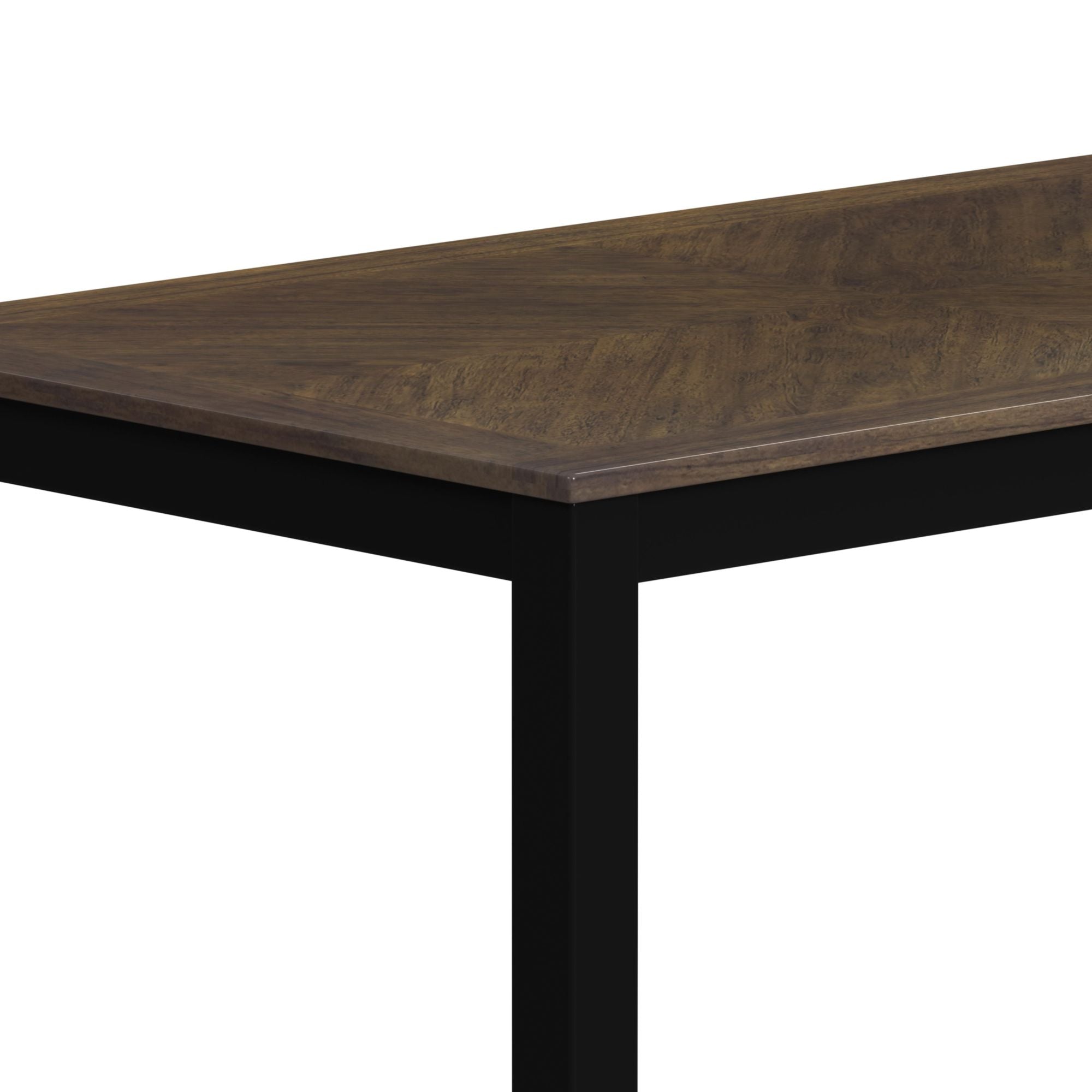 Brooks 6PC Dining Set with Table, 4 Wood Back and UPH Seat Chairs, and Bench in Medium Brown & Black