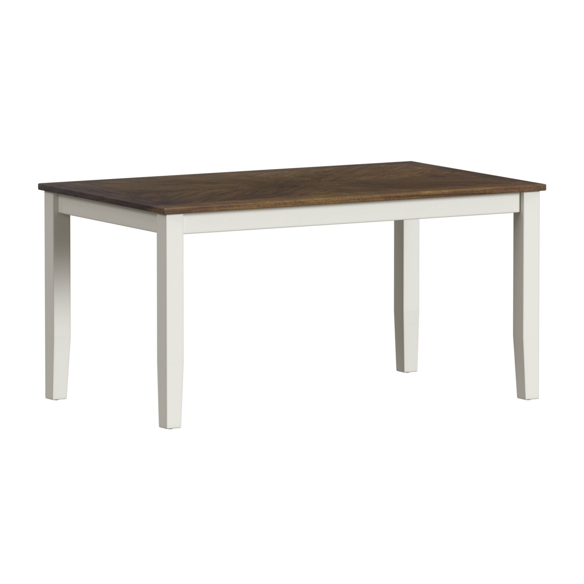 Brooks 6PC Dining Set with Table, 4 Wood Back and UPH Seat Chairs, and Bench in Medium Brown & White