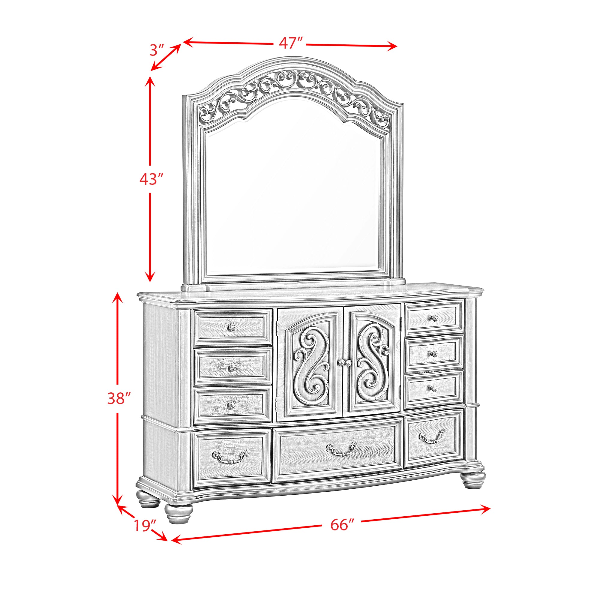 Brunswick Dresser and Mirror Set in Mahogany