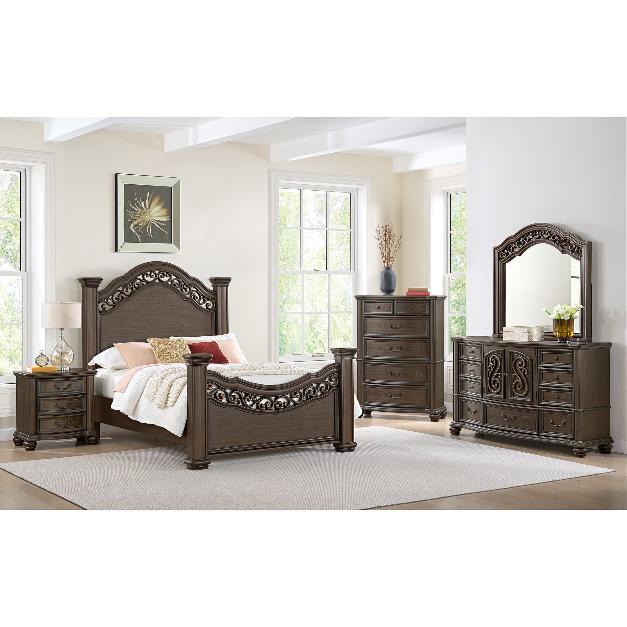 Brunswick 2-Drawer Nightstand with USB in Mahogany