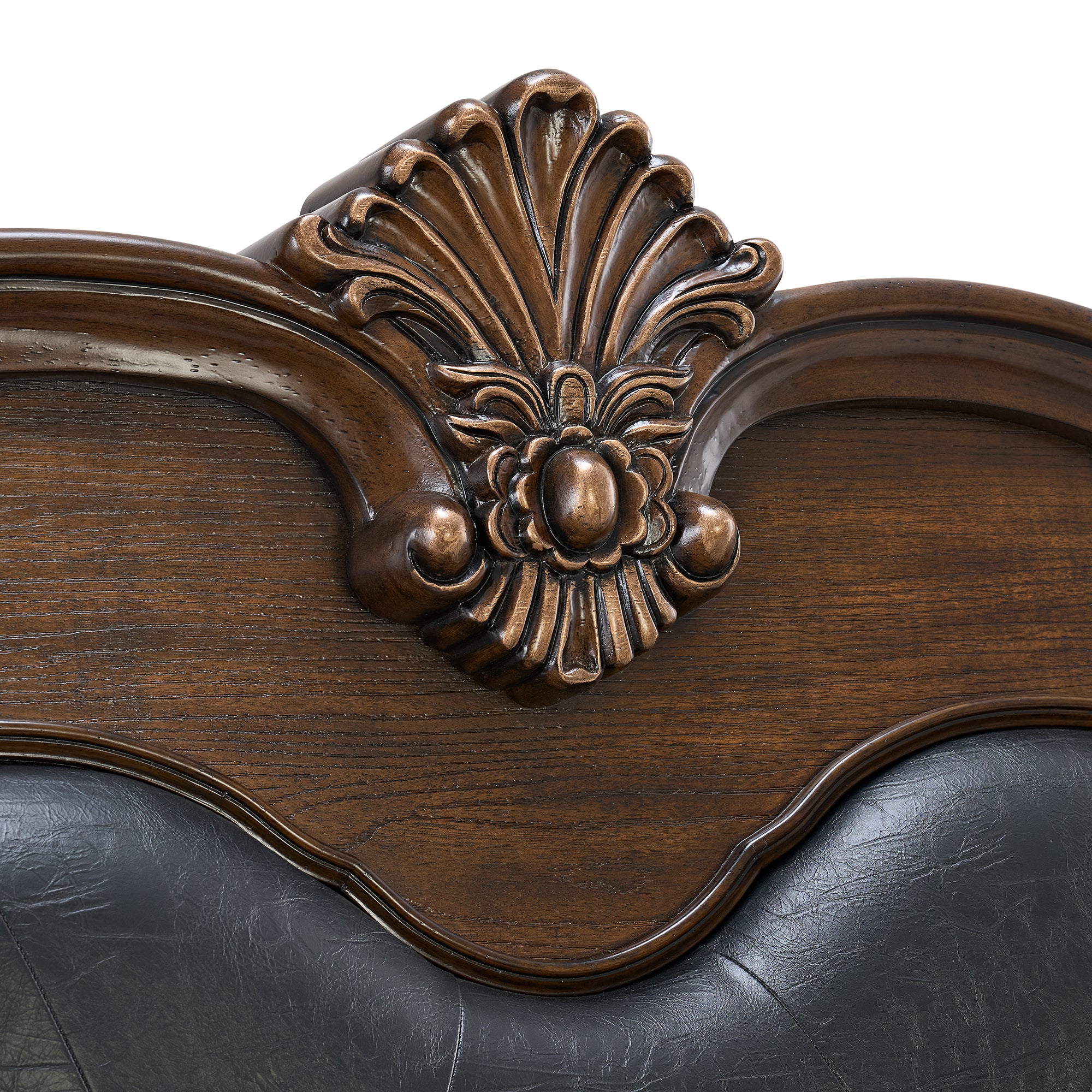 Cadenza King UPH Bed with Black PU in Brown