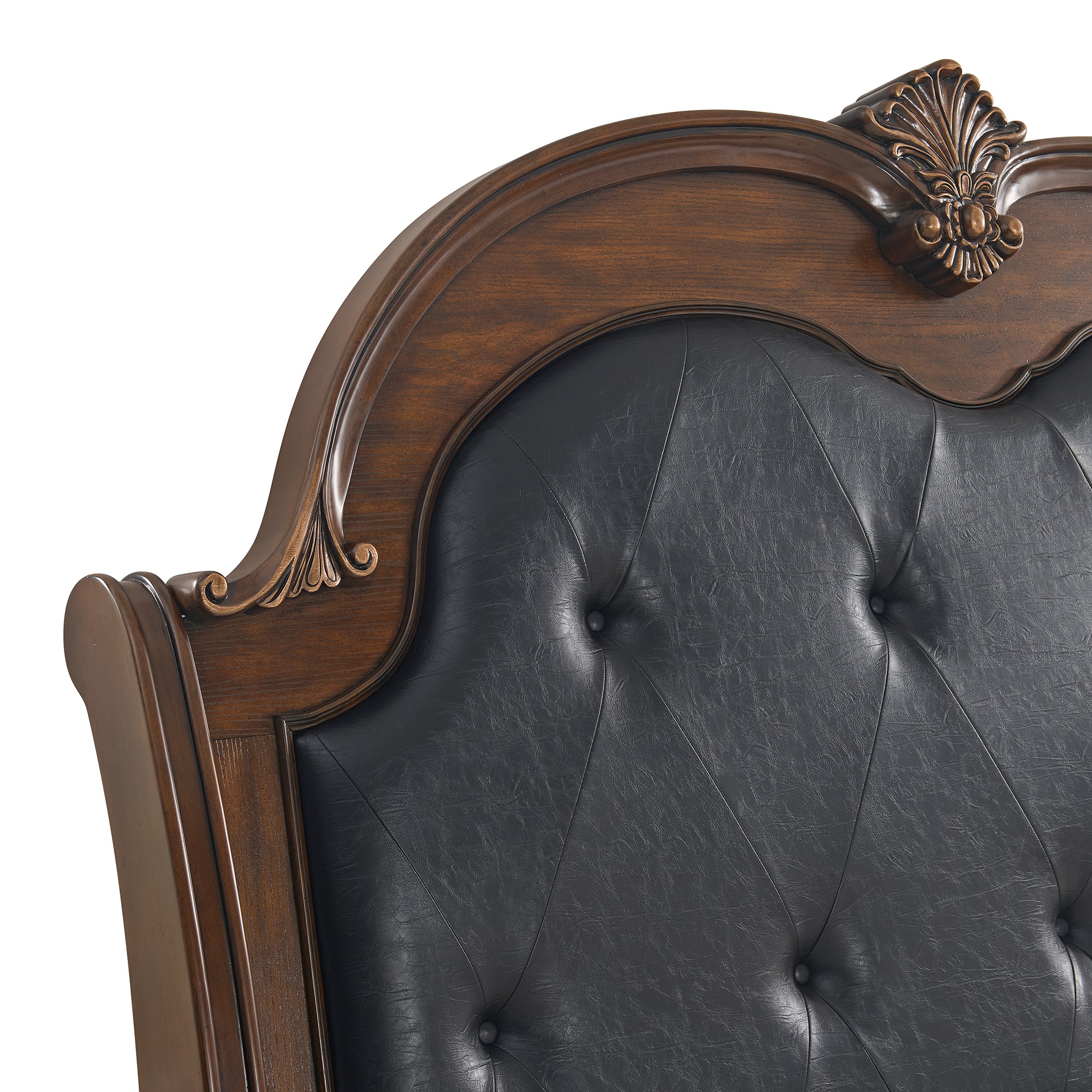 Cadenza King UPH Bed with Black PU in Brown