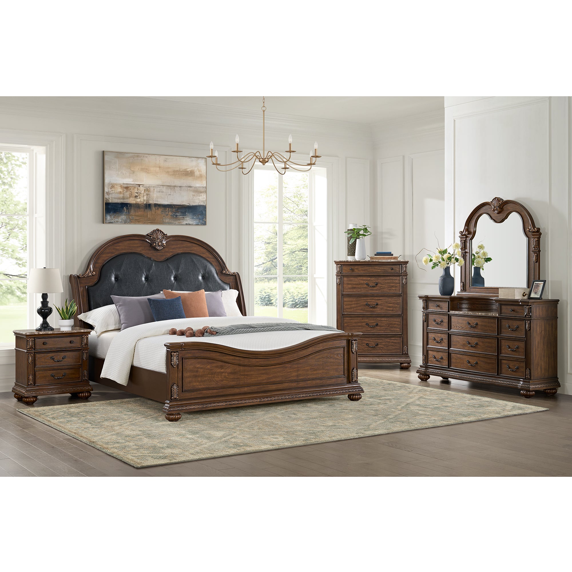 Cadenza Dresser and Mirror Set in Brown – SKU B-18710-5-DRMR | Elements