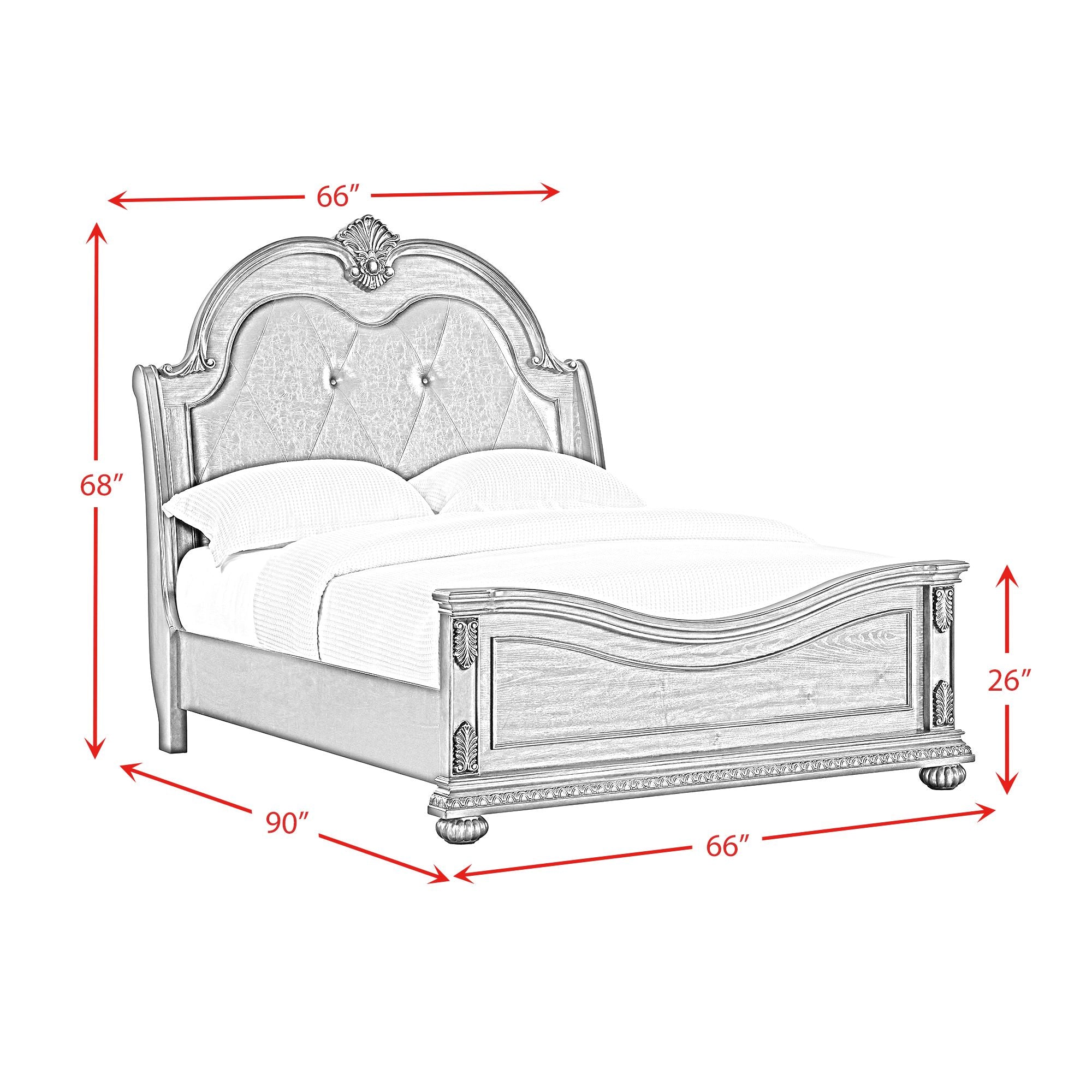 Cadenza Queen UPH Bed with Black PU in Brown