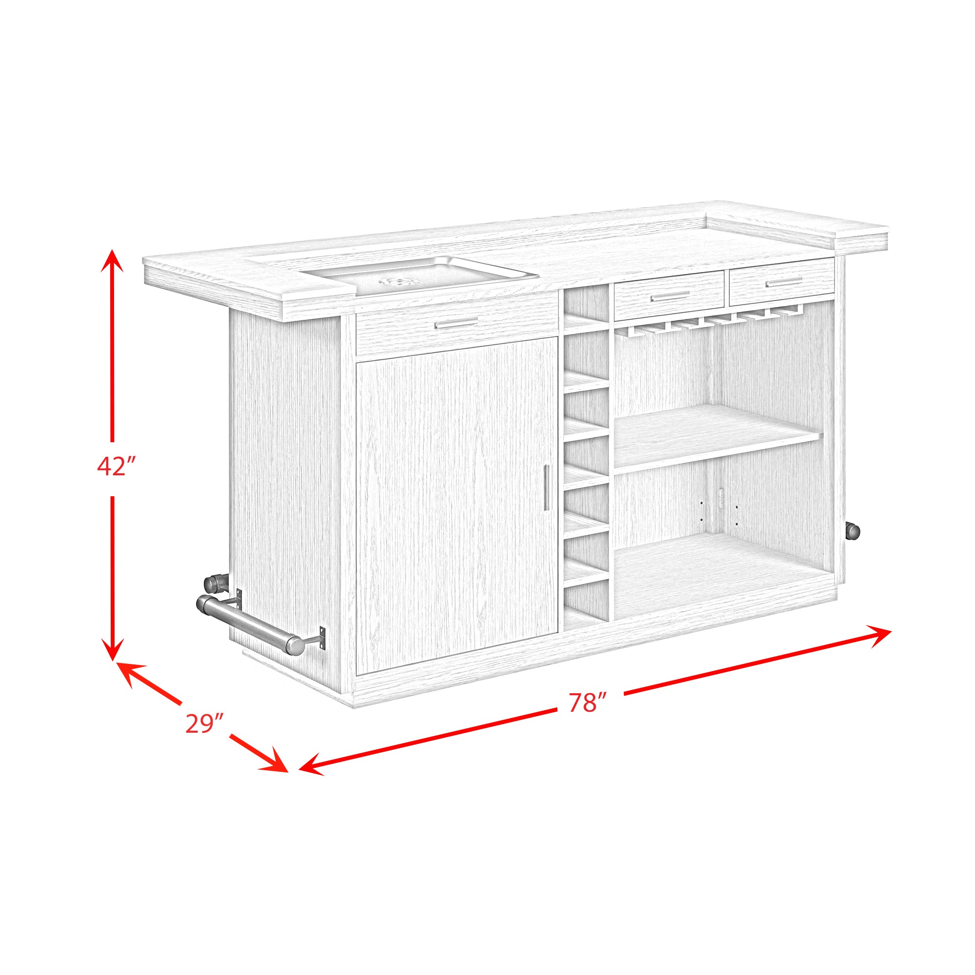 Cambrie Bar Table in Off-White and Natural with LED