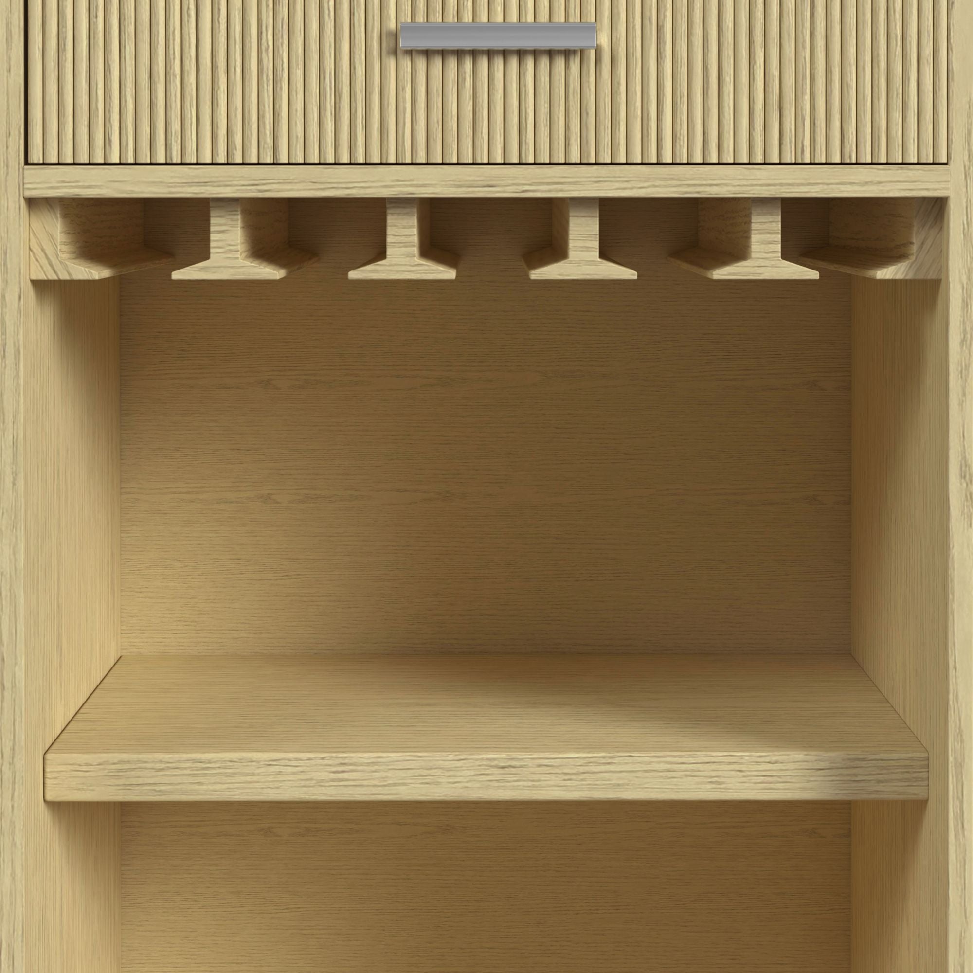 Cambrie Buffet with LED and Power in Off-White and Natural
