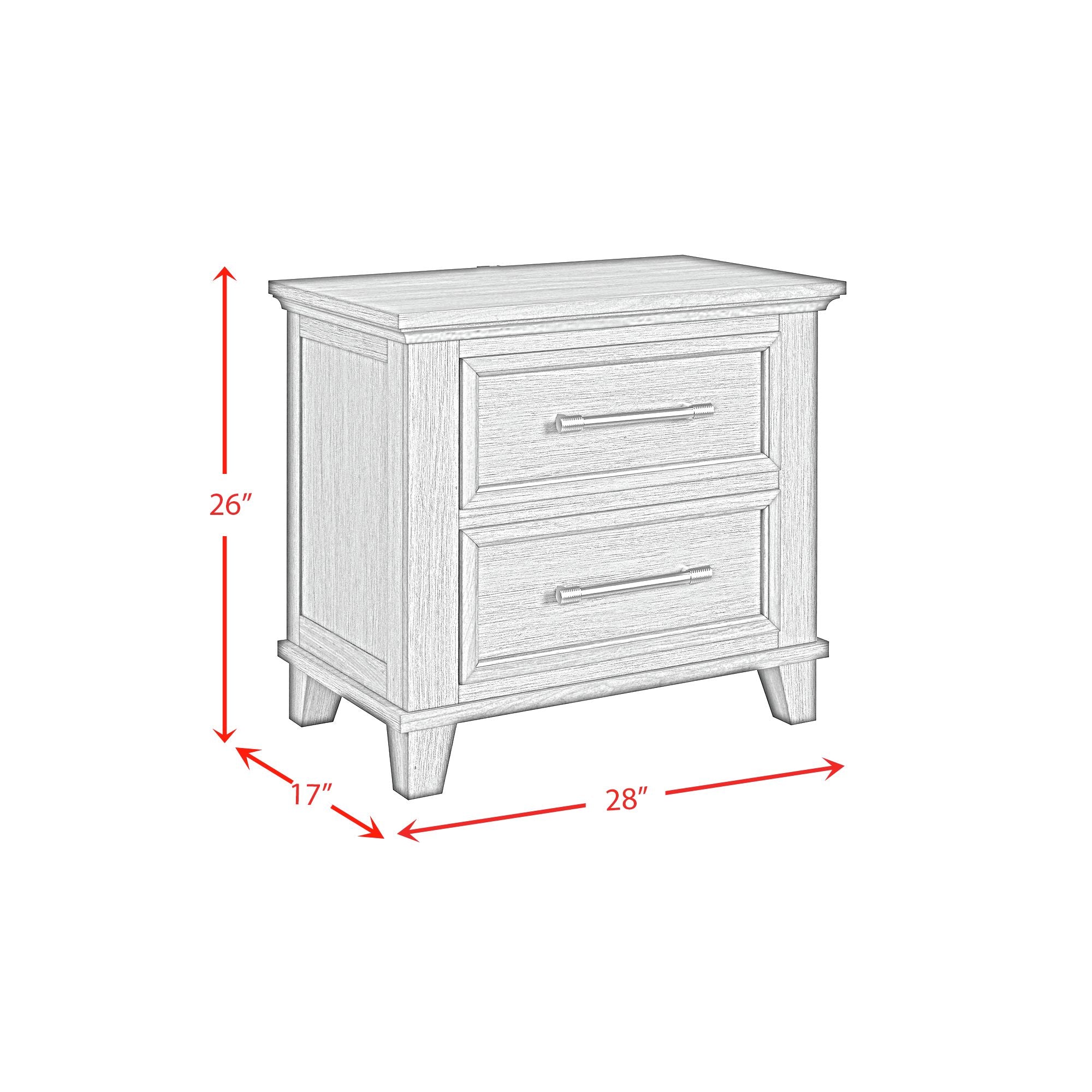 Canterbury 2-Drawer Nightstand with USB in Ivory