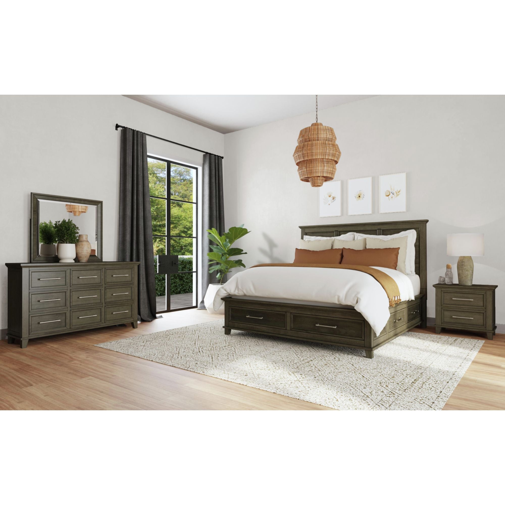 Canterbury Dresser and Mirror Set in Grey
