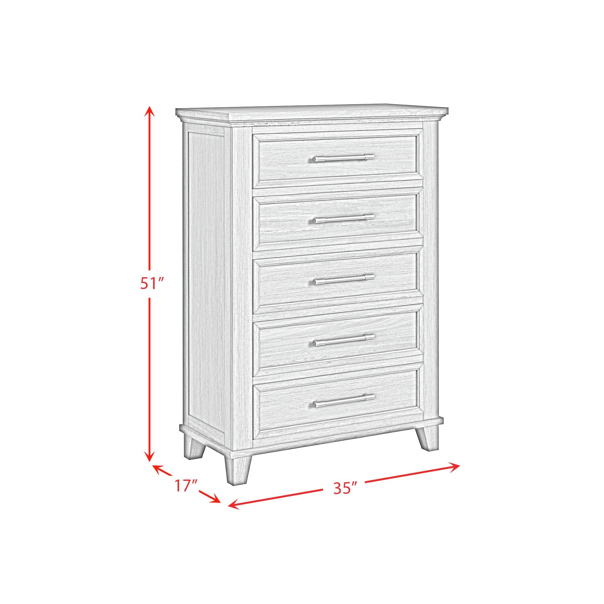 Canterbury 5-Drawer Chest in Ivory