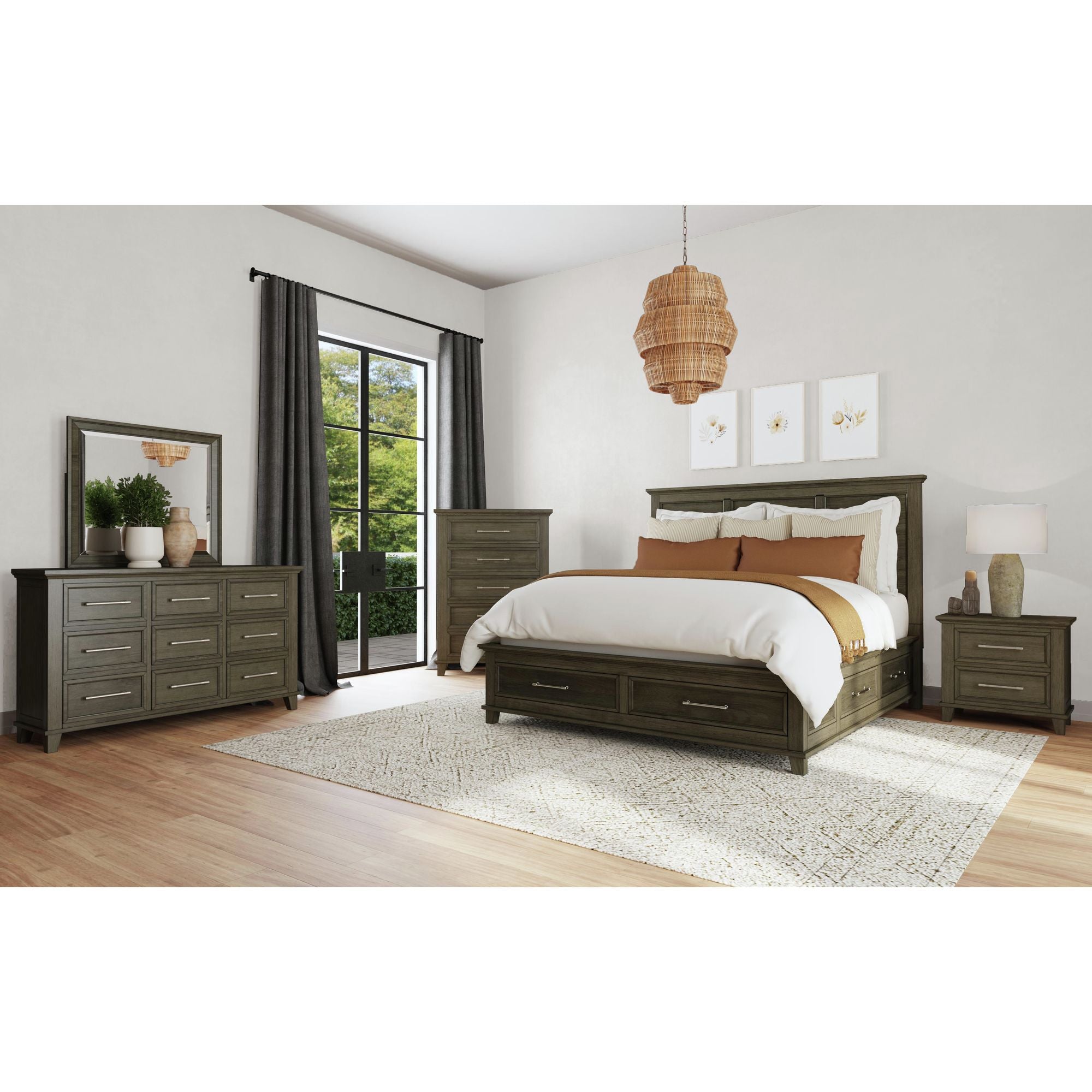 Canterbury Dresser and Mirror Set in Grey – SKU B-13030-3-DRMR | Elements