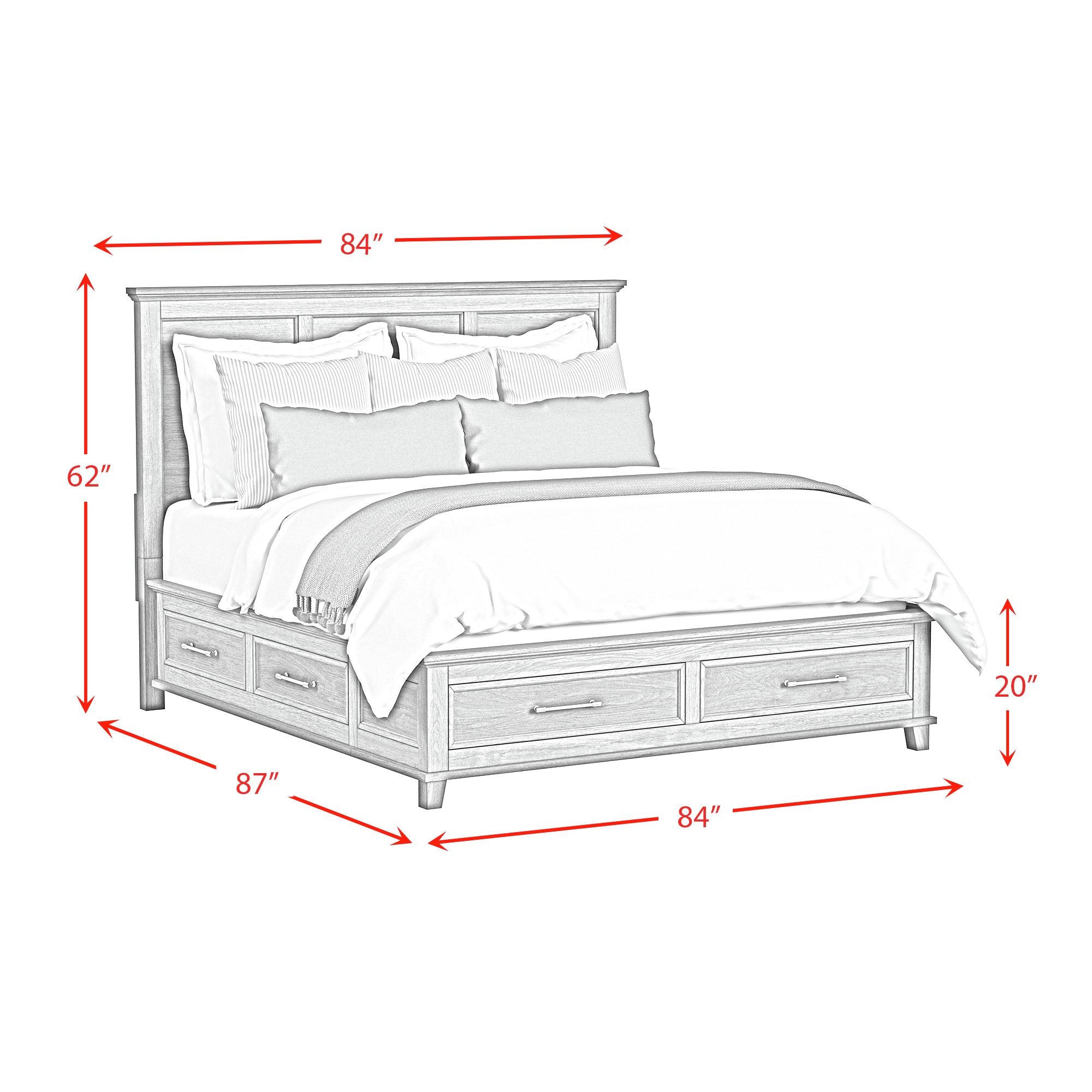 Canterbury King Storage Bed in Grey