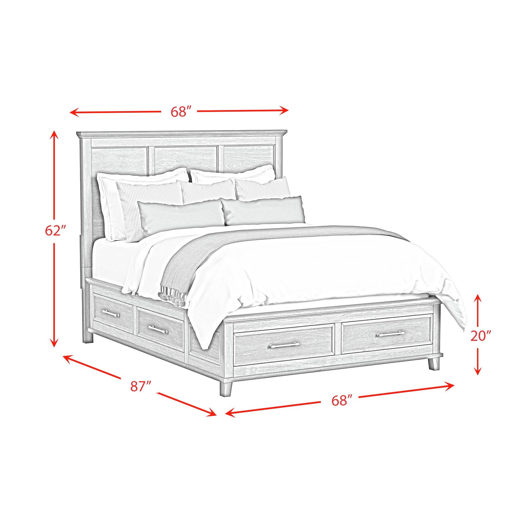 Canterbury Queen Storage Bed in Ivory