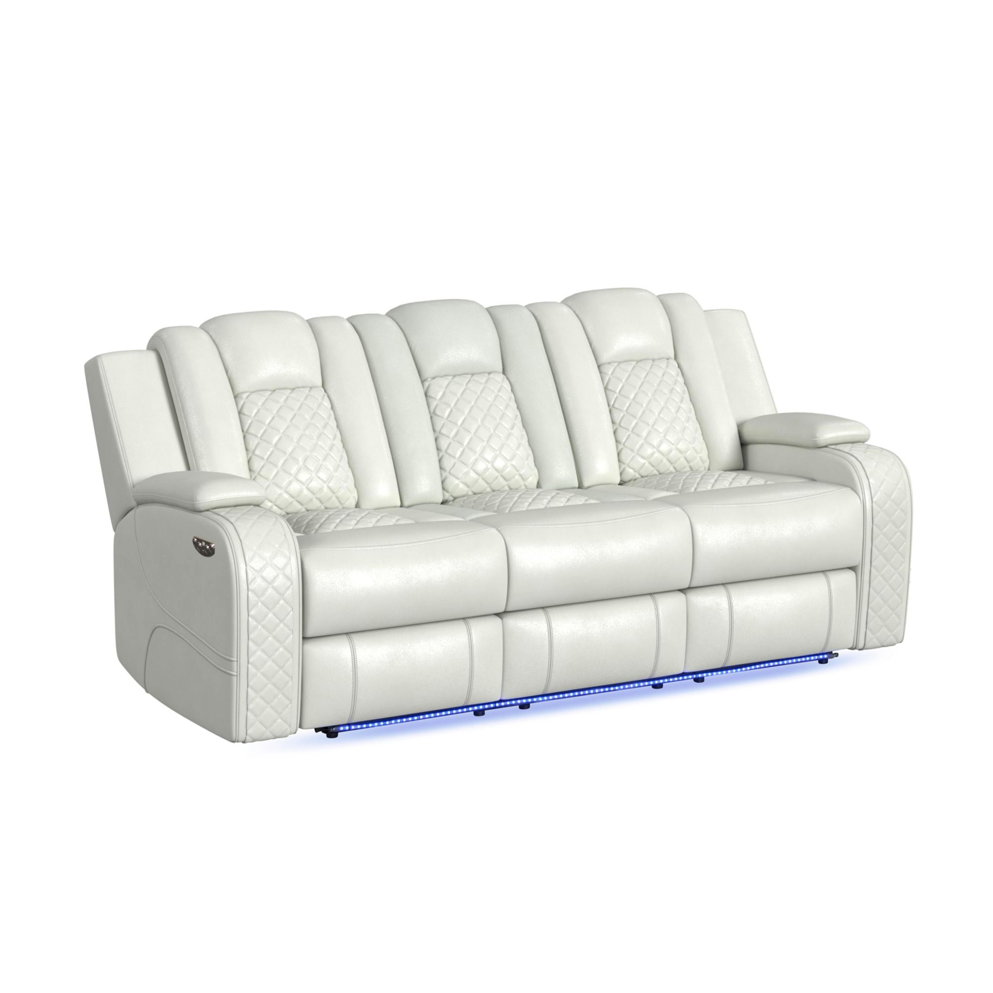 Carlo Power Motion Sofa with Power Headrest, Dropdown Table, Power strip, led and reading light in Pebble Oyster