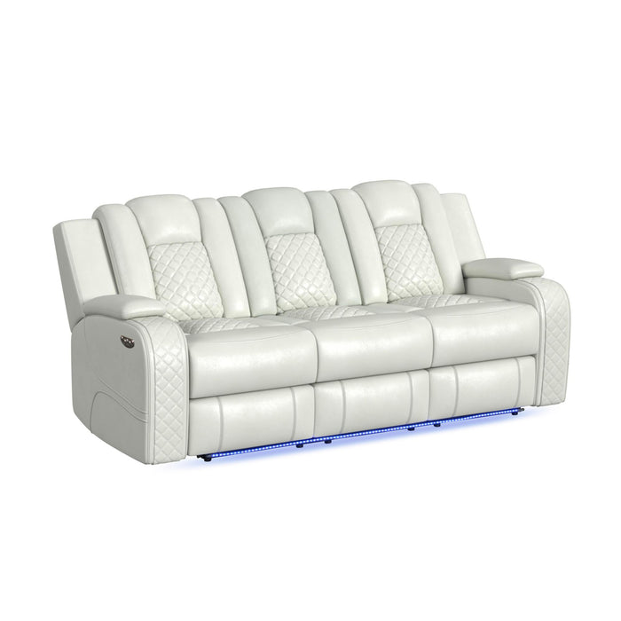 Carlo Power Motion Sofa with Power Headrest, Dropdown Table, Power strip, led and reading light in Pebble Oyster