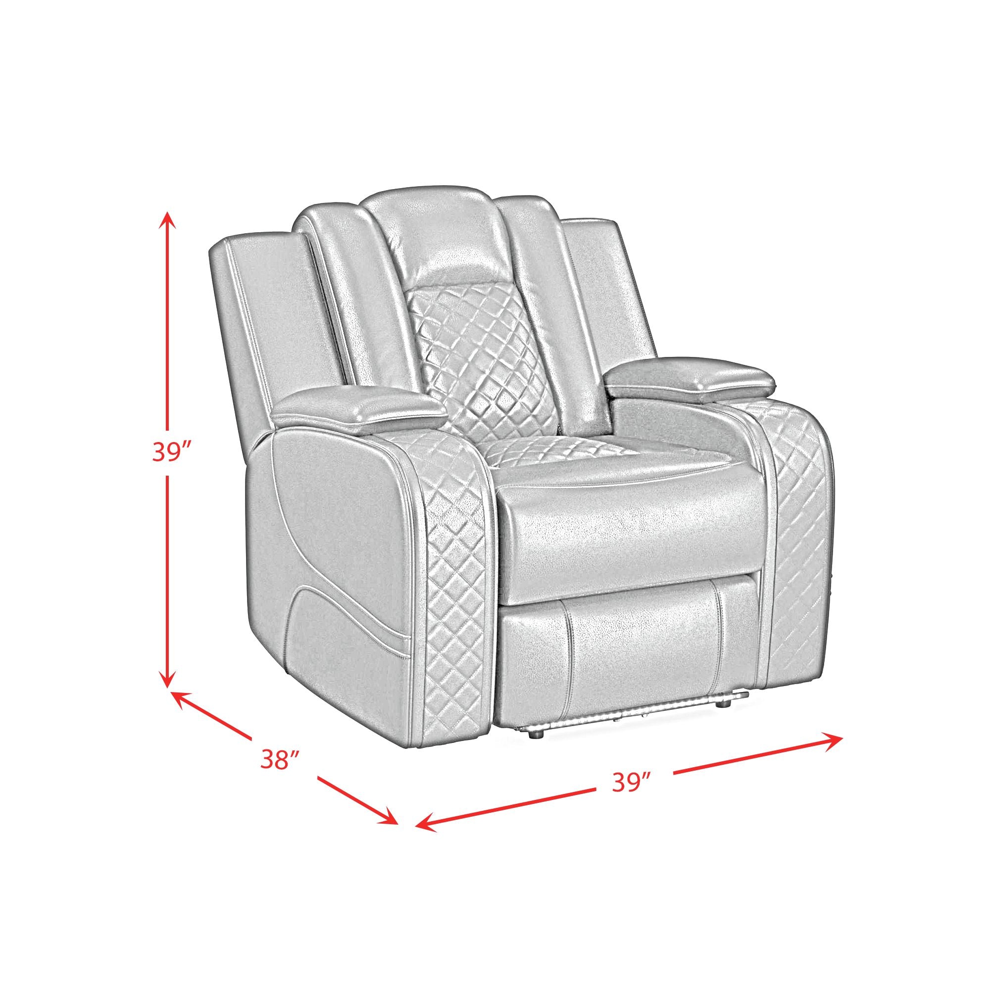 Carlo Power Motion Recliner with Power Headrest, LED in Pebble Oyster