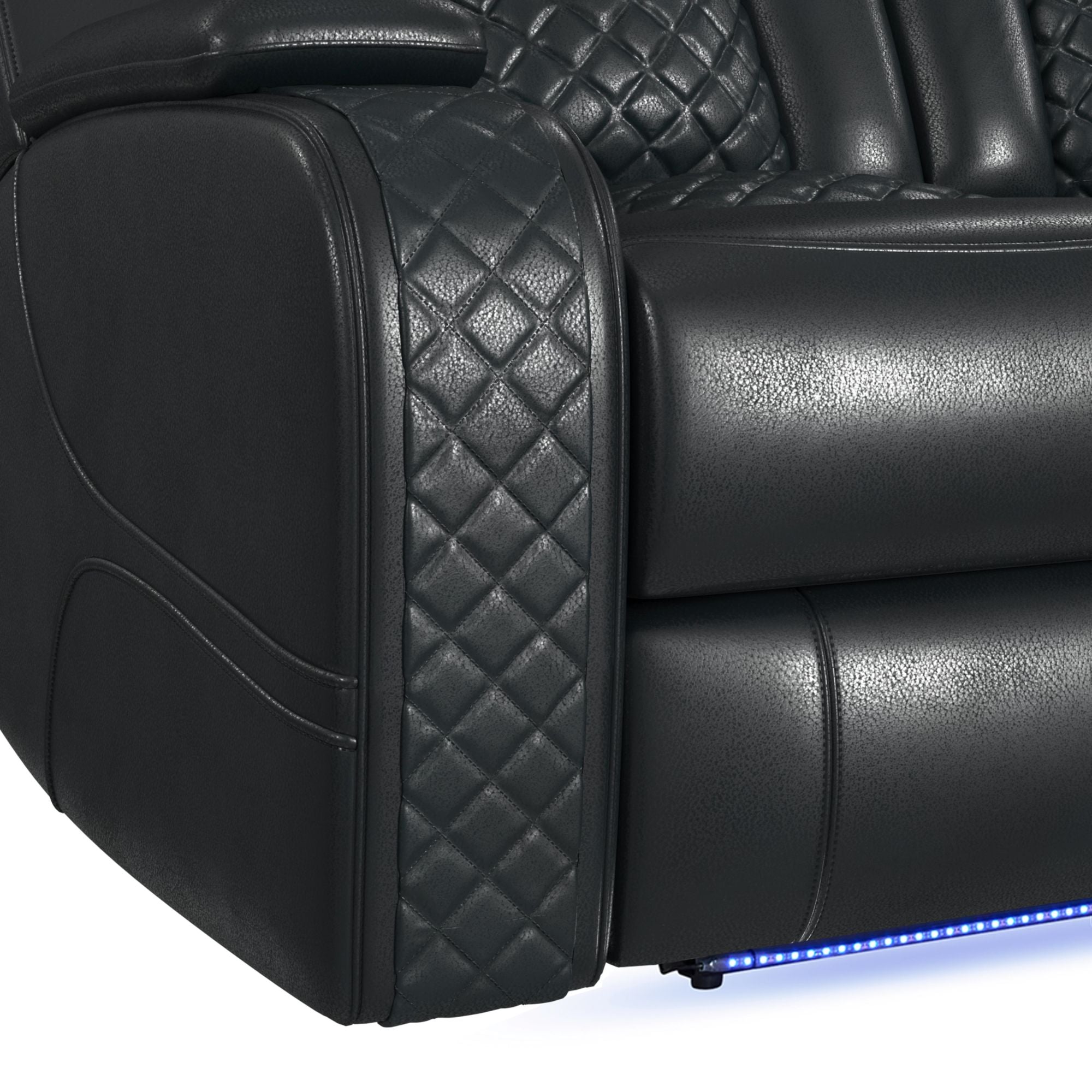 Carlo Power Motion Loveseat with Power Headrest, Console and LED in Pebble Black