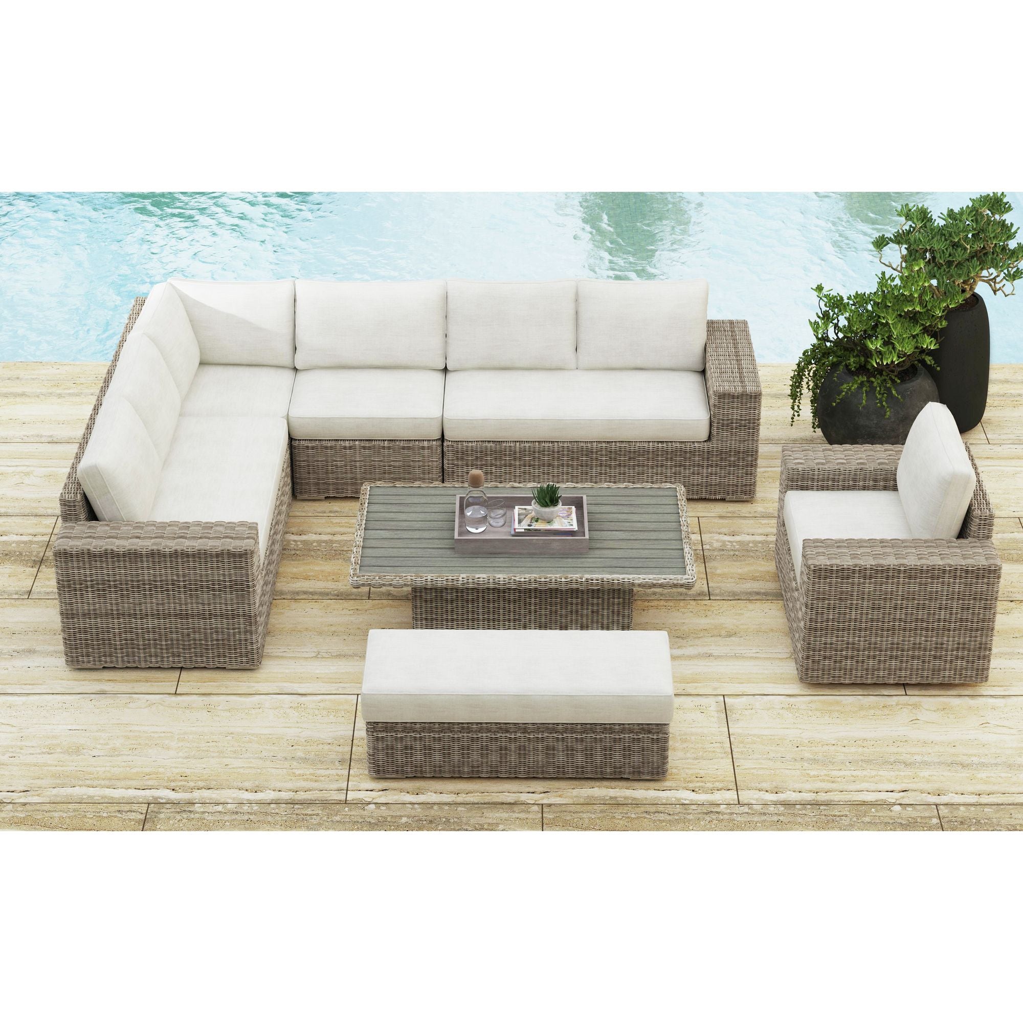 Carmona Swivel Chair - Natural and Olefin Beige – SKU O-17990-10311-101 | Elements