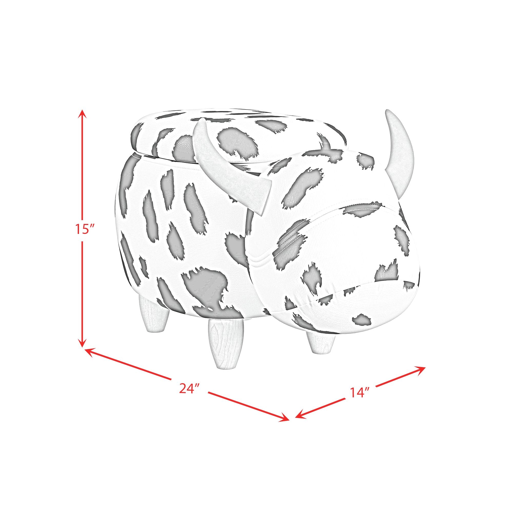 Cow Storage Stool in White and Black