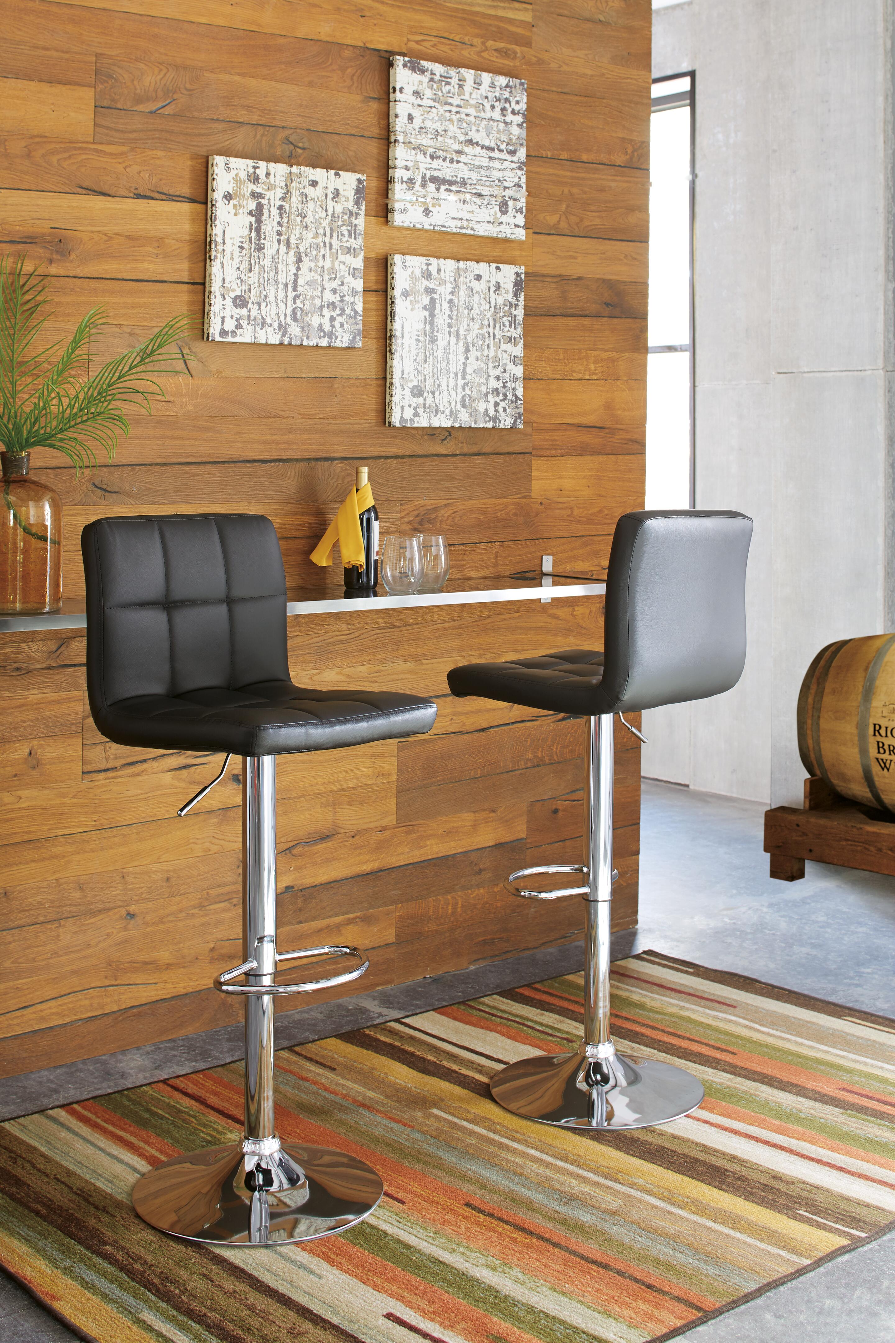 Dar Furniture - Ashley Furniture - Bellatier Adjustable Height Bar Stool (Set of 2) - Adjustable Height Bar Stool (Set of 2) / Black/Chrome Finish - D120-130X2