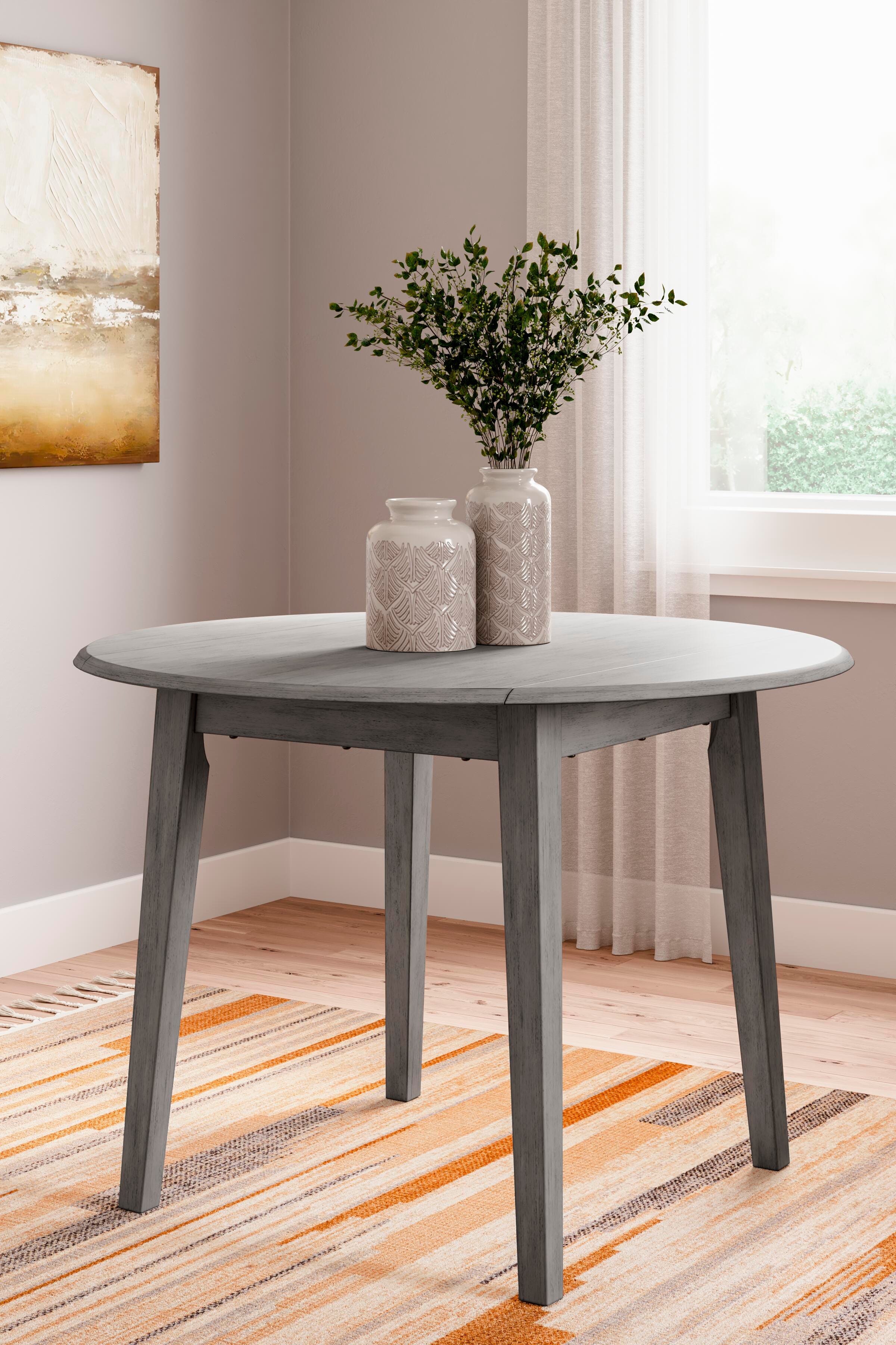 Dar Furniture - Ashley Furniture - Shullden Drop Leaf Dining Table - Round DRM Drop Leaf Table / Gray - D194-15