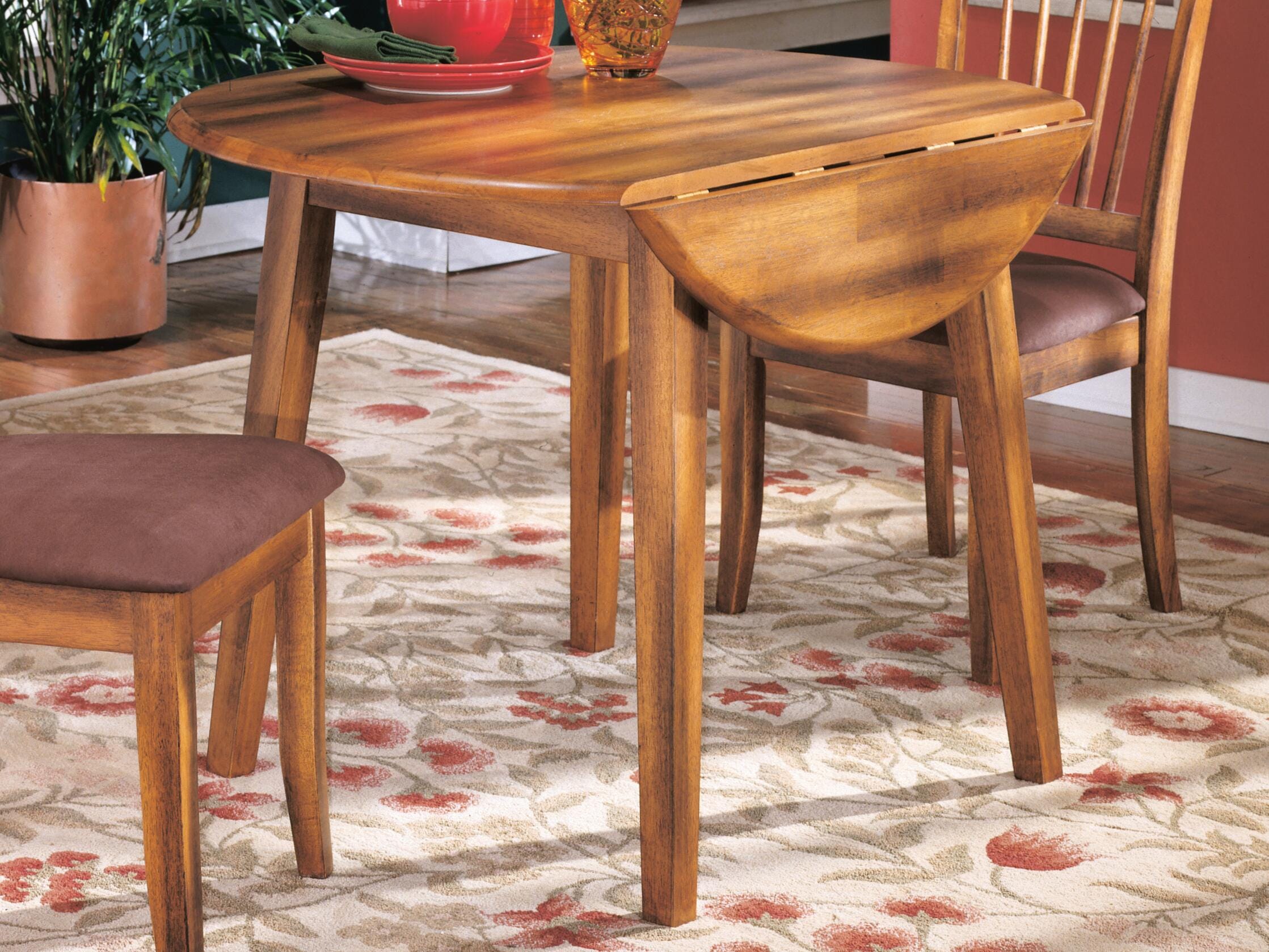 Dar Furniture - Ashley Furniture - Berringer Dining Drop Leaf Table - Round DRM Drop Leaf Table / Rustic Brown - D199-15