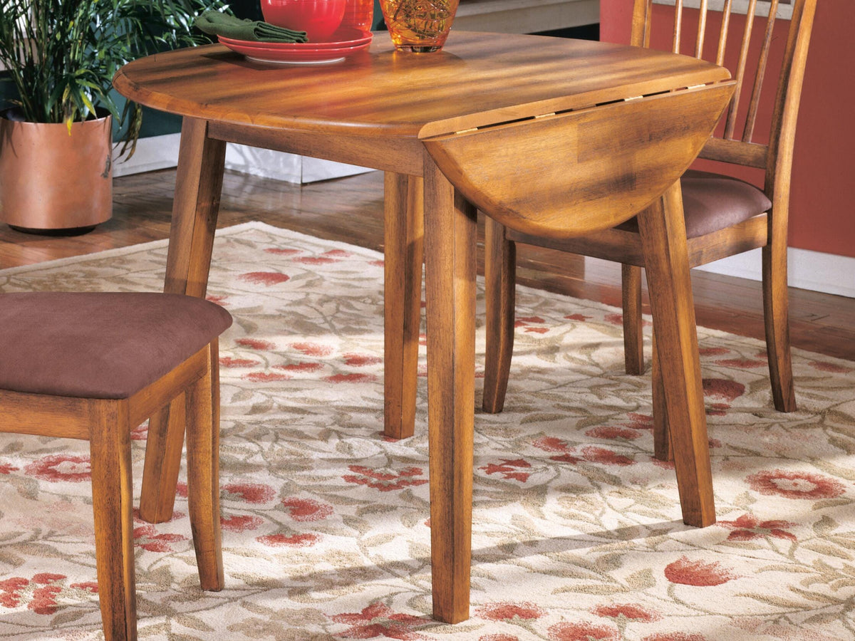 Dar Furniture - Ashley Furniture - Berringer Dining Drop Leaf Table - Round DRM Drop Leaf Table / Rustic Brown - D199-15