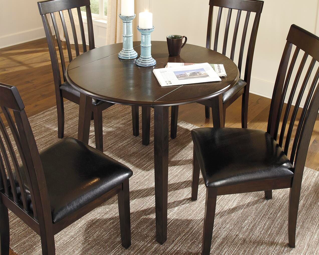 Dar Furniture - Ashley Furniture - Hammis Dining Drop Leaf Table - Round DRM Drop Leaf Table / Dark Brown - D310-15