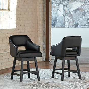 Dar Furniture - Ashley Furniture - Tallenger Counter Height Bar Stool (Set of 2) - Counter Height Bar Stool (Set of 2) / Black/Dark Brown - D380-924X2