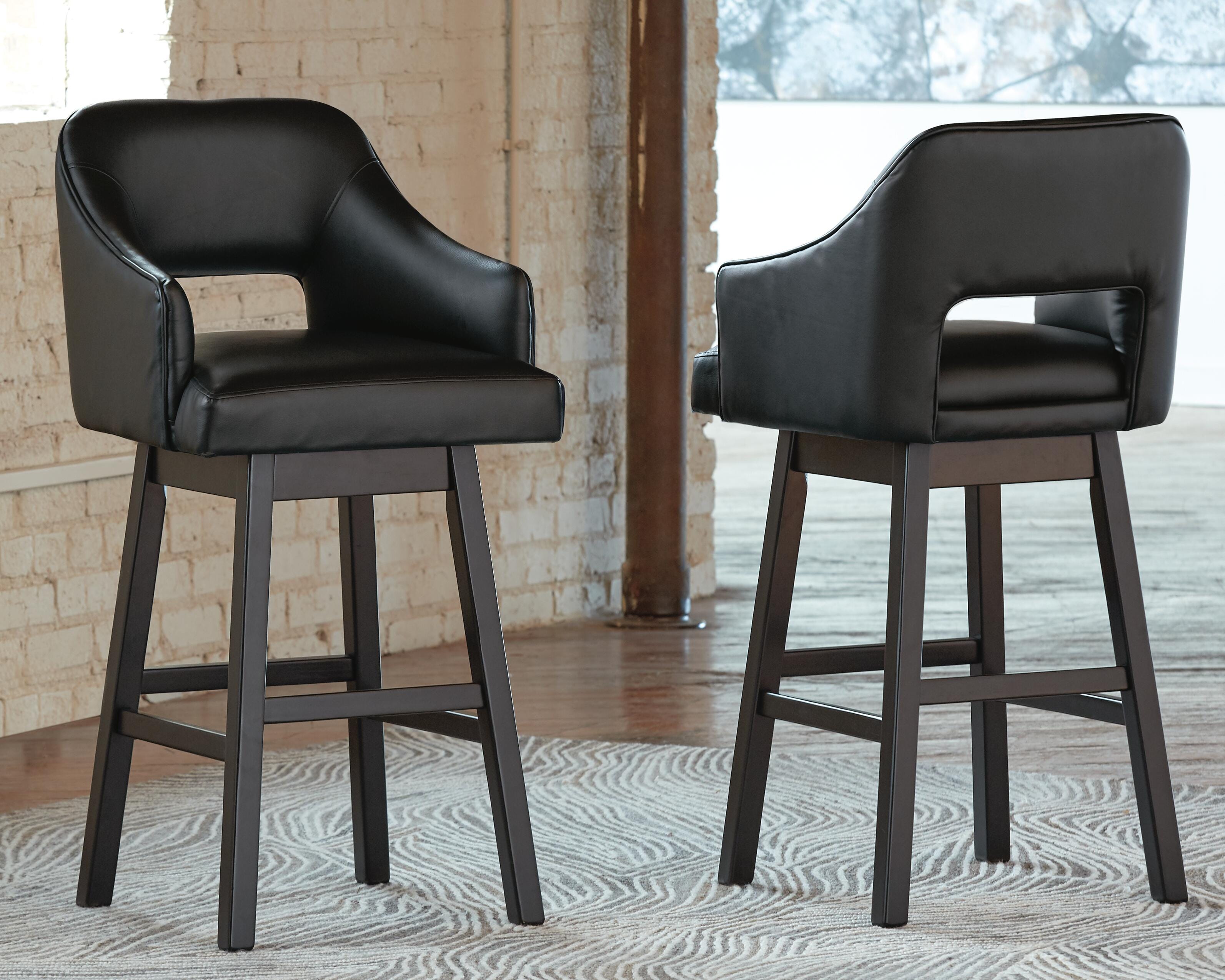 Dar Furniture - Ashley Furniture - Tallenger Bar Height Bar Stool (Set of 2) - Bar Height Bar Stool (Set of 2) / Black/Dark Brown - D380-930X2