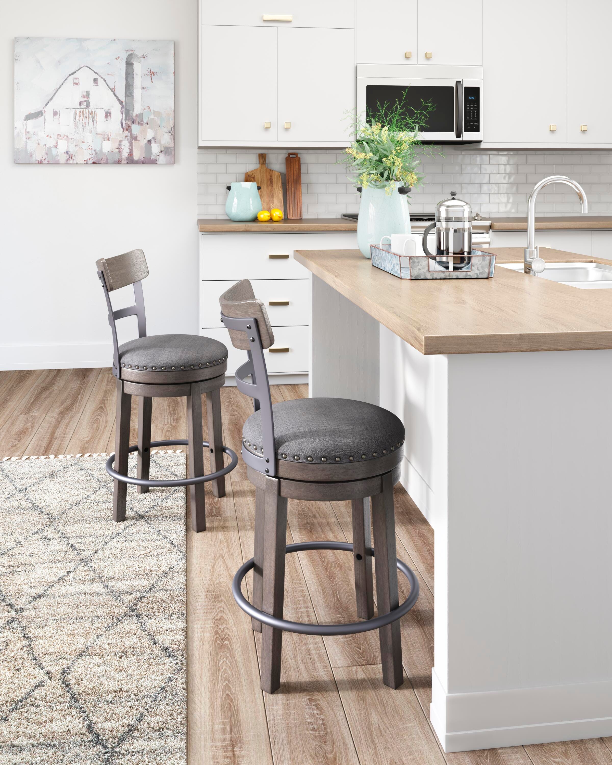 Dar Furniture - Ashley Furniture - Caitbrook Counter Height Bar Stool - UPH Swivel Barstool (1/CN) / Gray - D388-224
