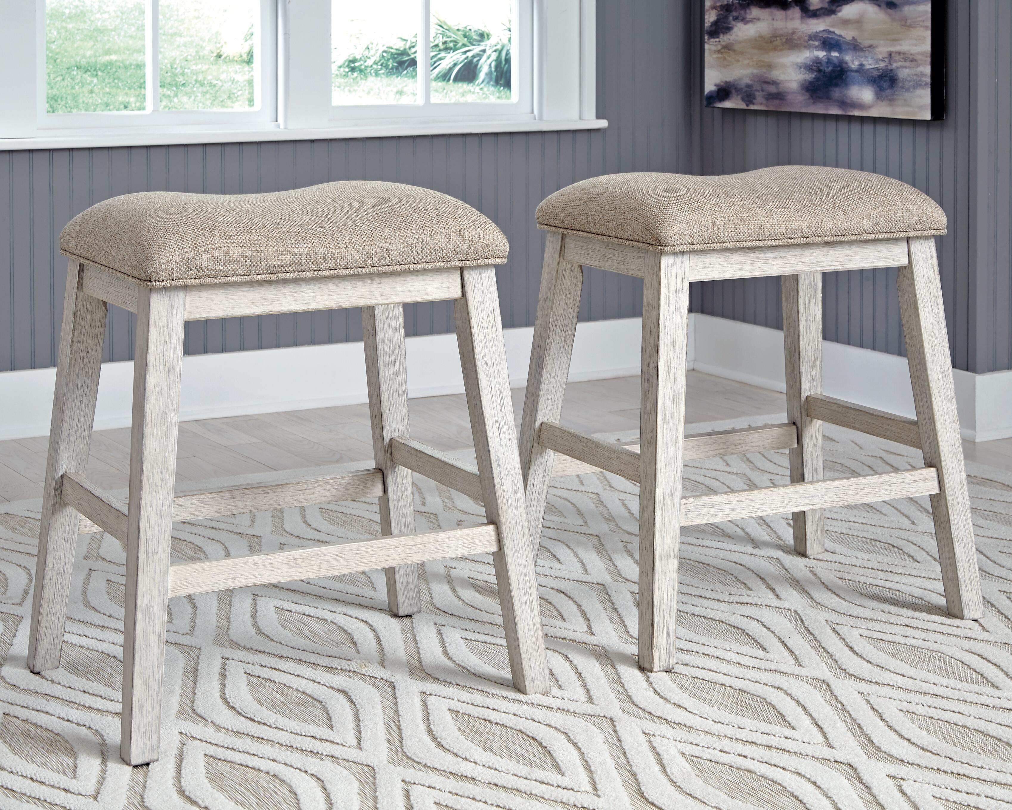 Dar Furniture - Ashley Furniture - Skempton Counter Height Bar Stool (Set of 2) - Counter Height Bar Stool (Set of 2) / White/Light Brown - D394-024X2