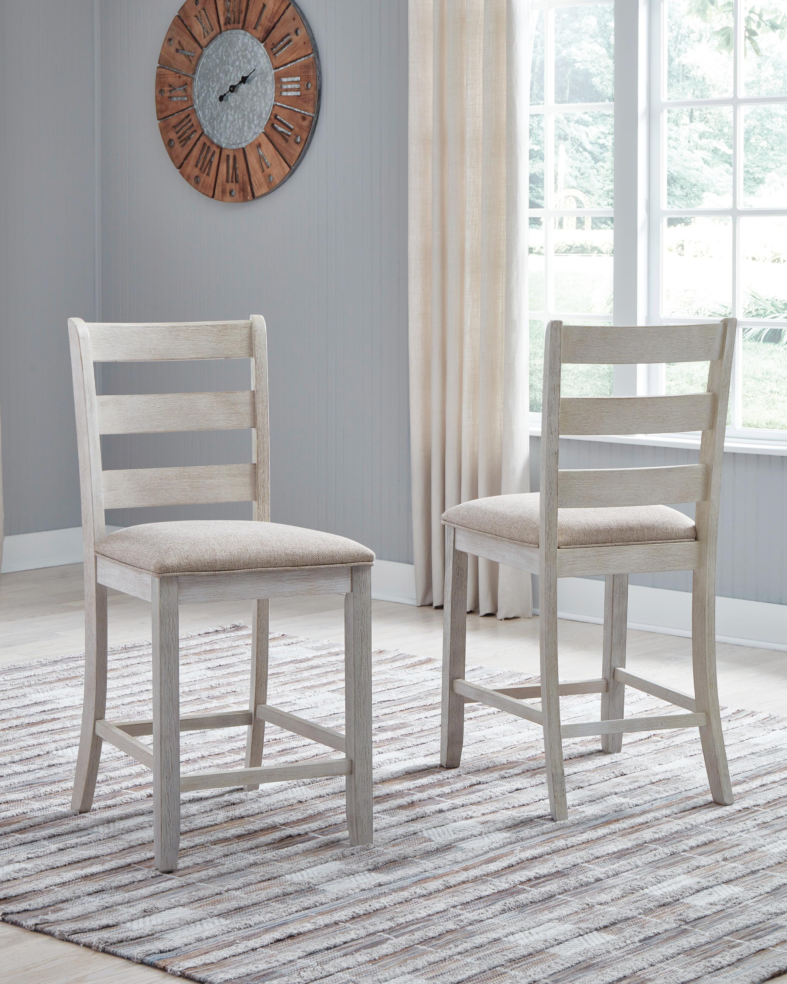 Dar Furniture - Ashley Furniture - Skempton Counter Height Bar Stool (Set of 2) - Counter Height Bar Stool (Set of 2) / White/Light Brown - D394-124X2