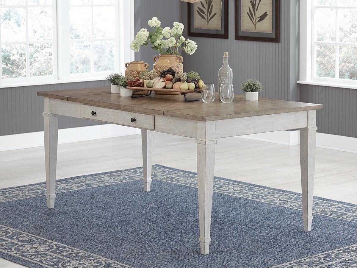 Dar Furniture - Ashley Furniture - Skempton Dining Table - RECT DRM Table w/Storage / White/Light Brown - D394-25
