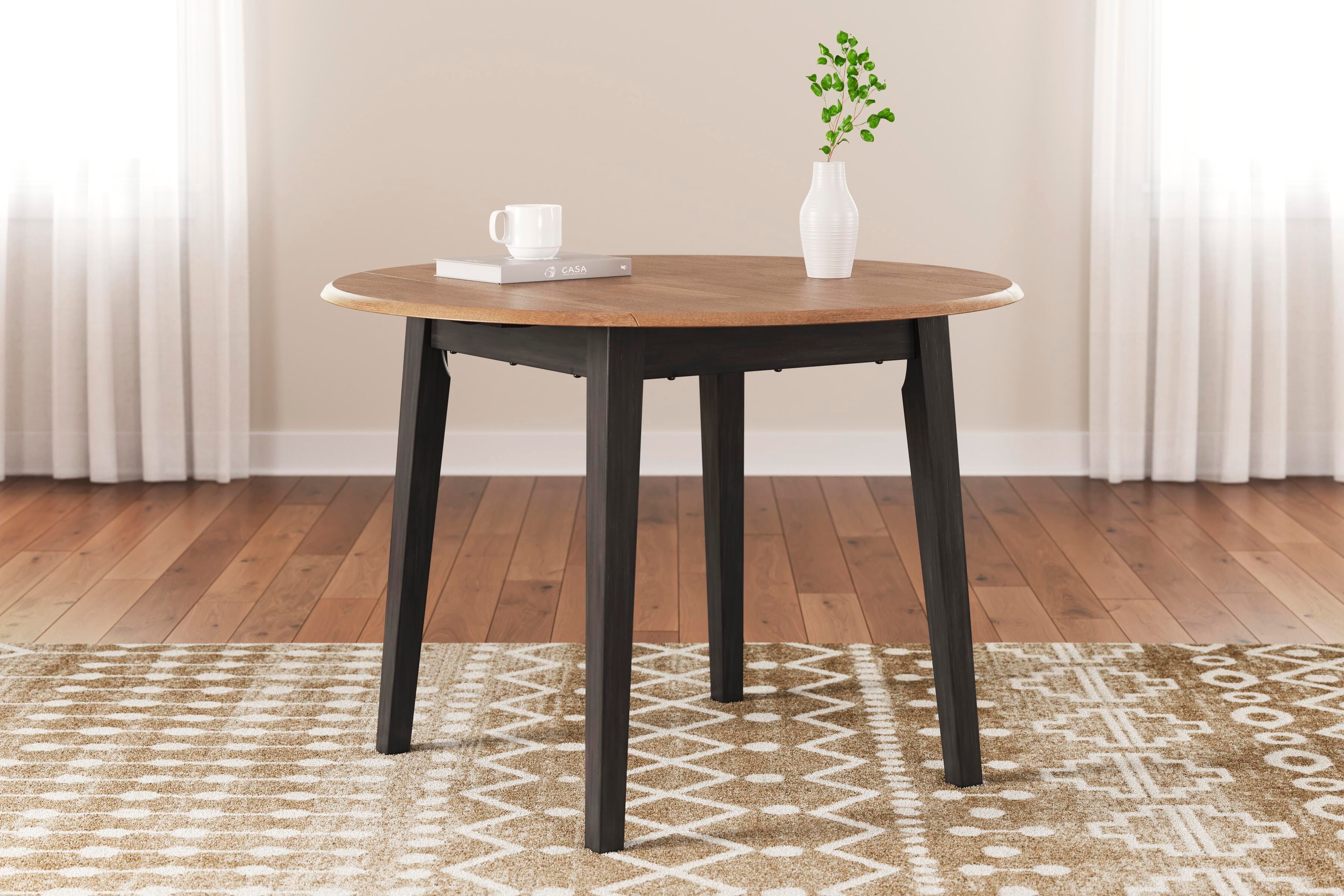 Dar Furniture - Ashley Furniture - Gesthaven Dining Drop Leaf Table - Round DRM Drop Leaf Table / Natural/Brown - D396-15