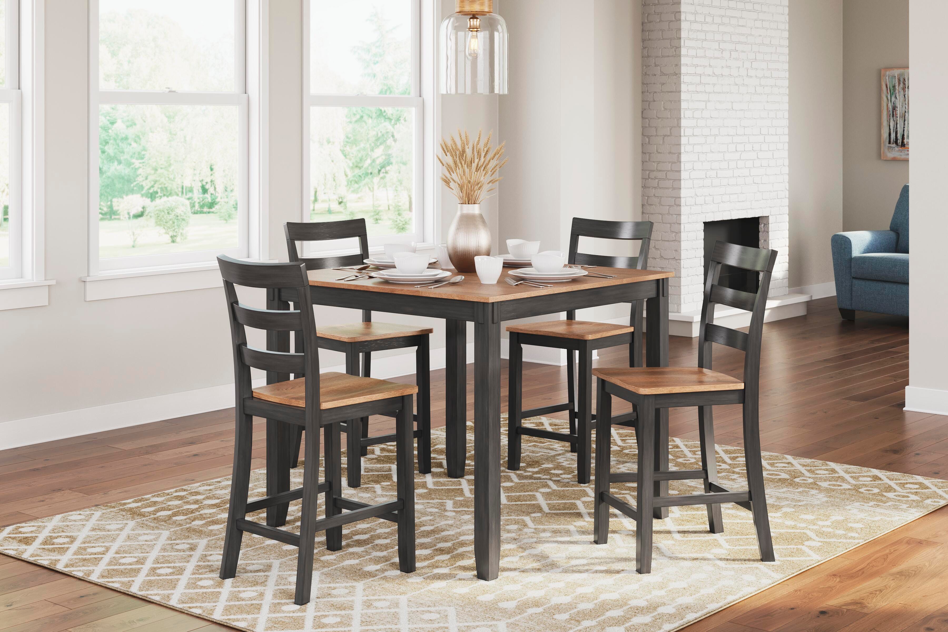 Dar Furniture - Ashley Furniture - Gesthaven Counter Height Dining Table and 4 Barstools (Set of 5) - DRM Counter Table Set (5/CN) / Natural/Brown - D396-223