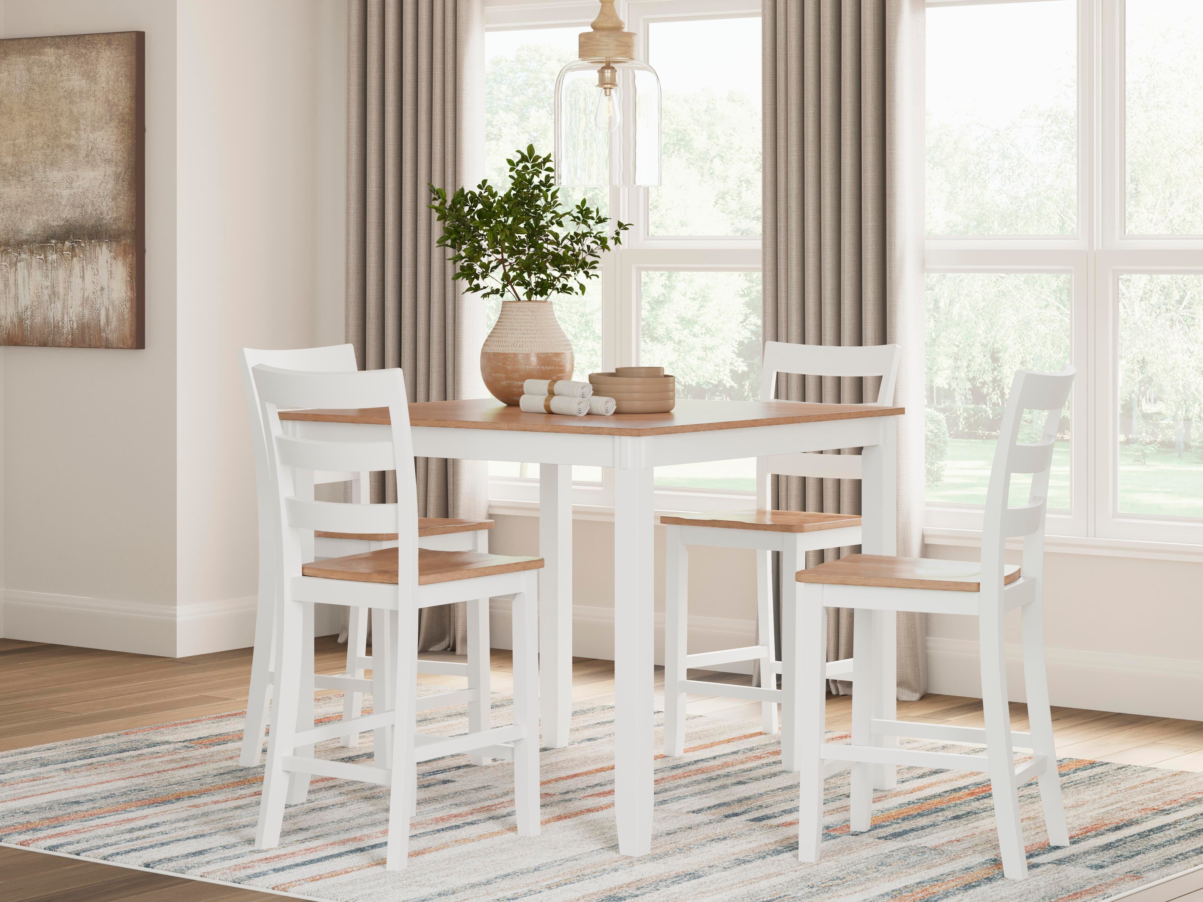 Dar Furniture - Ashley Furniture - Gesthaven Counter Height Dining Table and 4 Barstools (Set of 5) - DRM Counter Table Set (5/CN) / Natural/White - D398-223