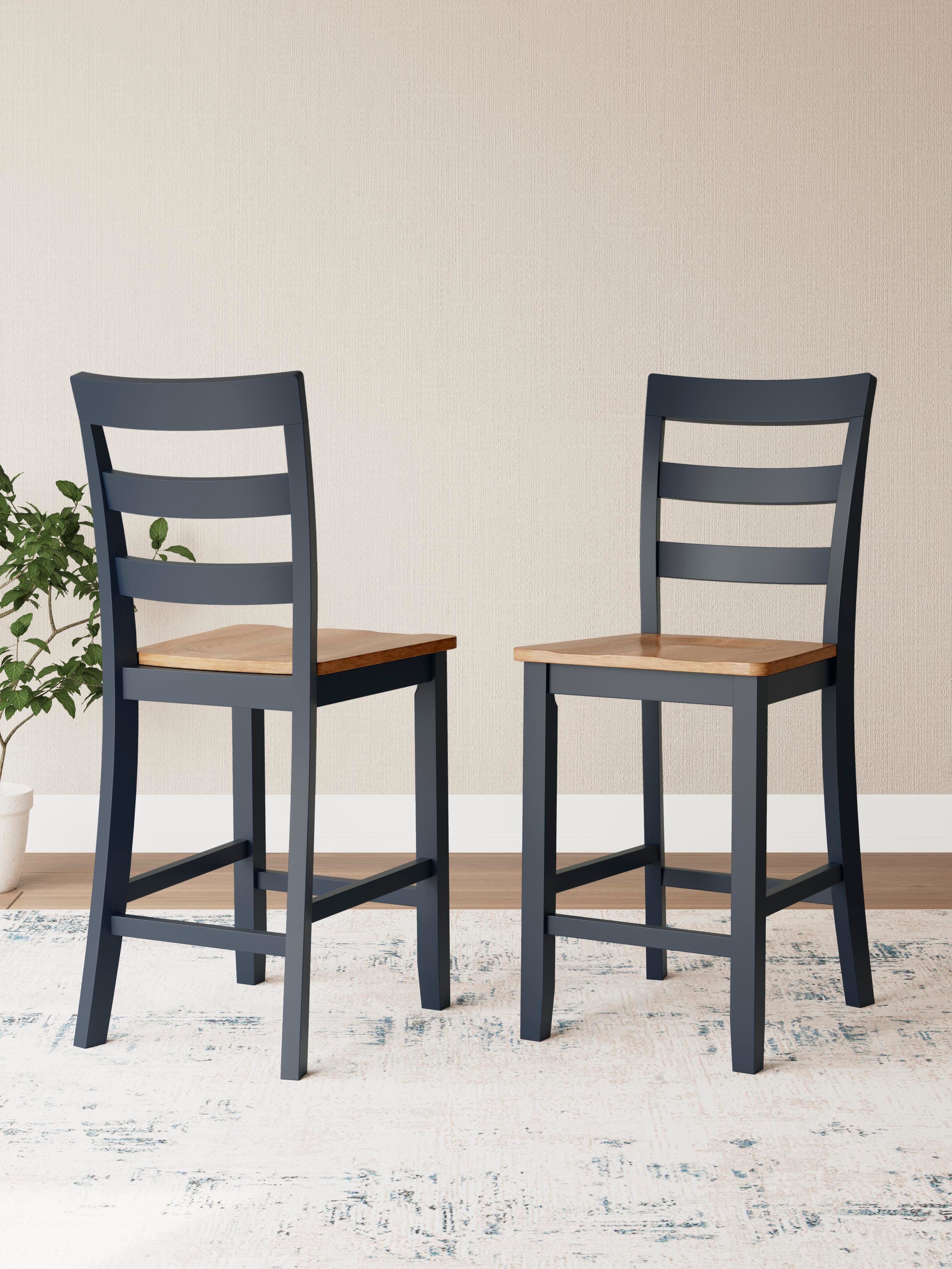 Dar Furniture - Ashley Furniture - Gesthaven Counter Height Barstool (Set of 2) - Counter Height Barstool (Set of 2) / Natural/Blue - D399-124X2