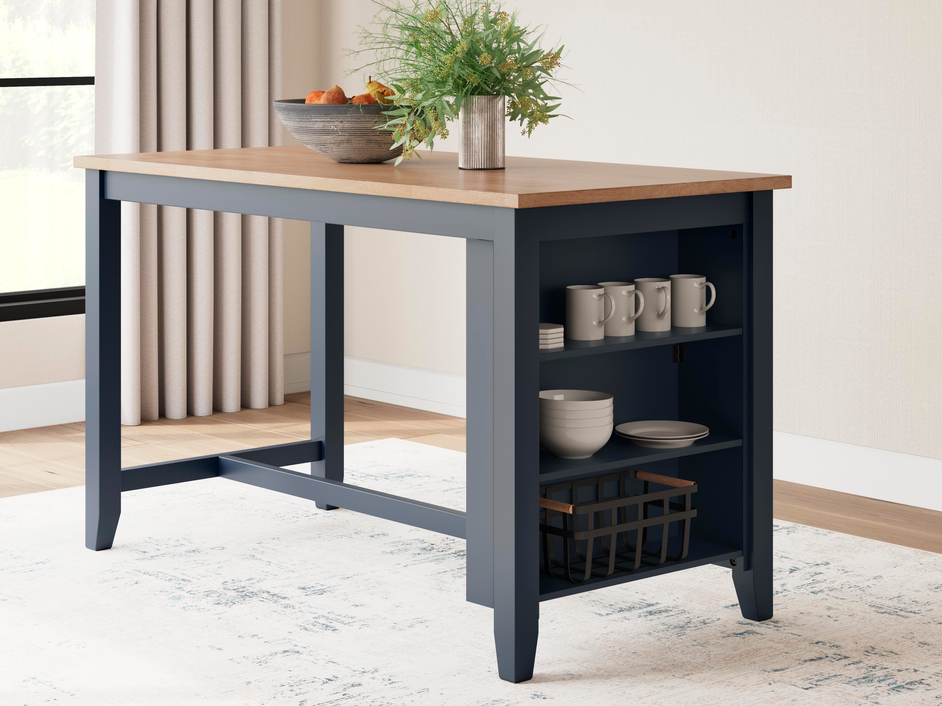Dar Furniture - Ashley Furniture - Gesthaven Counter Height Dining Table - RECT Dining Room Counter Table / Natural/Blue - D399-13