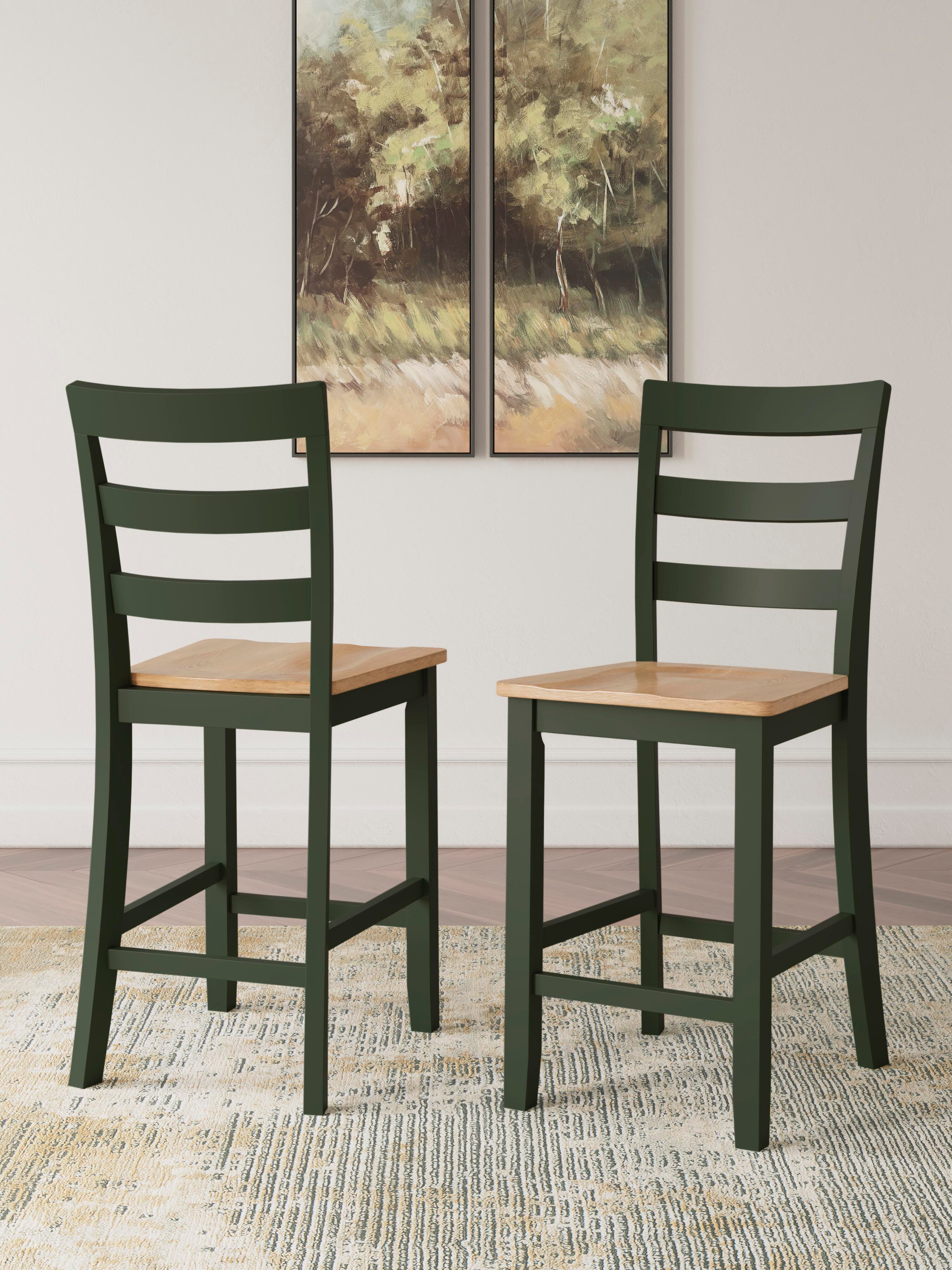 Dar Furniture - Ashley Furniture - Gesthaven Counter Height Barstool (Set of 2) - Counter Height Barstool (Set of 2) / Natural/Green - D401-124X2