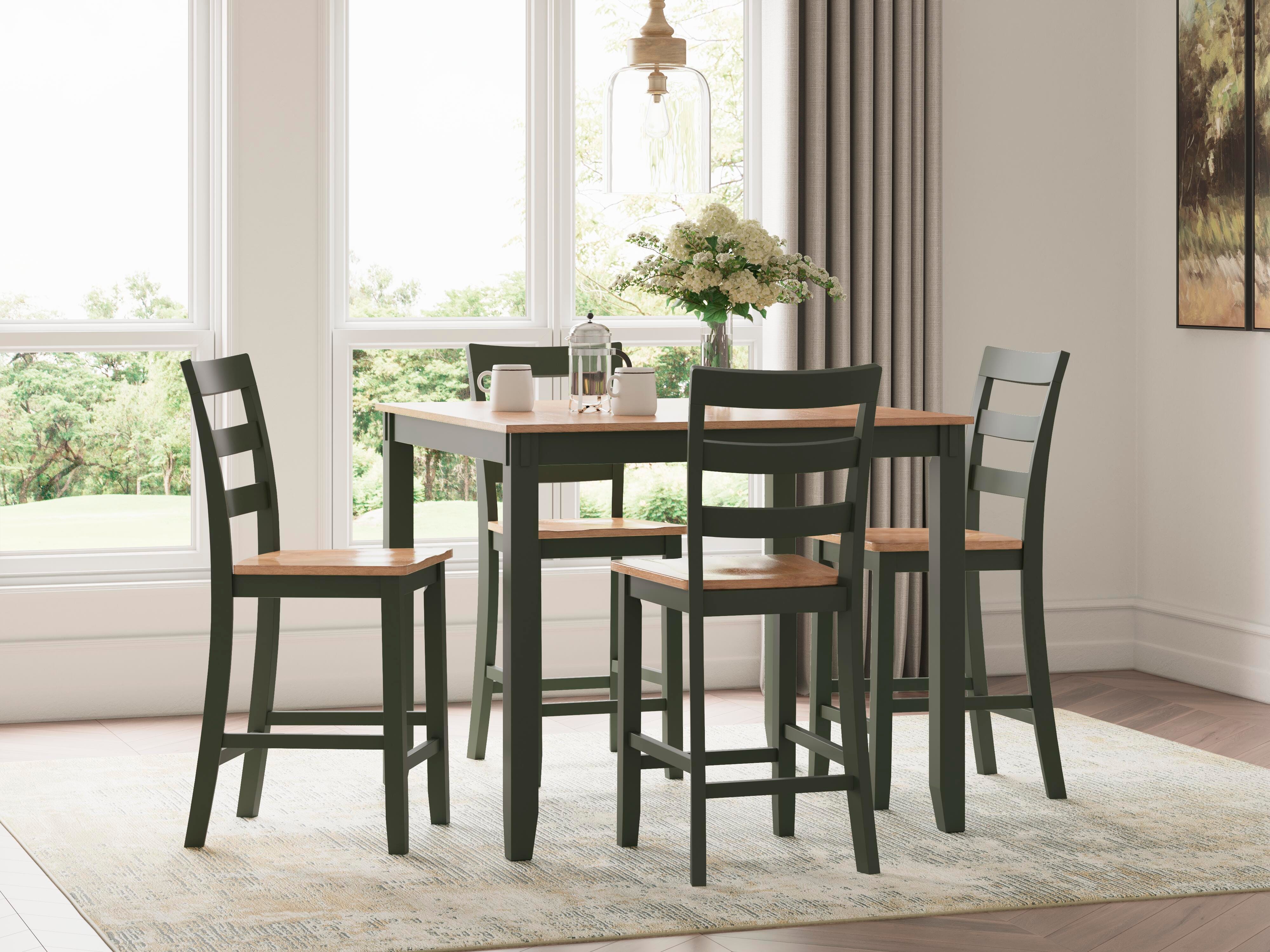Dar Furniture - Ashley Furniture - Gesthaven Counter Height Dining Table and 4 Barstools (Set of 5) - DRM Counter Table Set (5/CN) / Natural/Green - D401-223