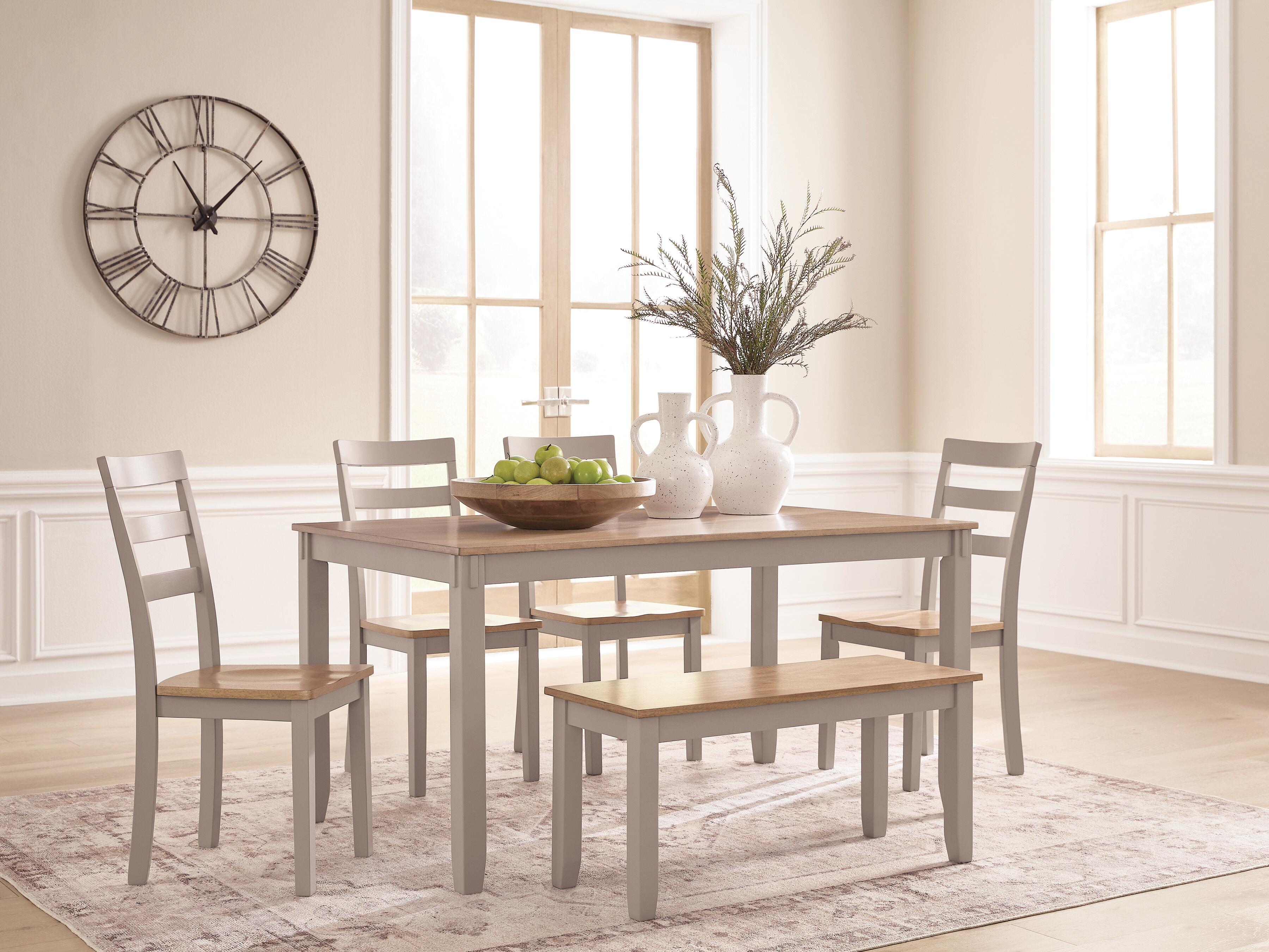 Dar Furniture - Ashley Furniture - Harperfeld Dining Table and 4 Chairs and Bench (Set of 6) - Dining Room Table Set (6/CN) - PCD403-325