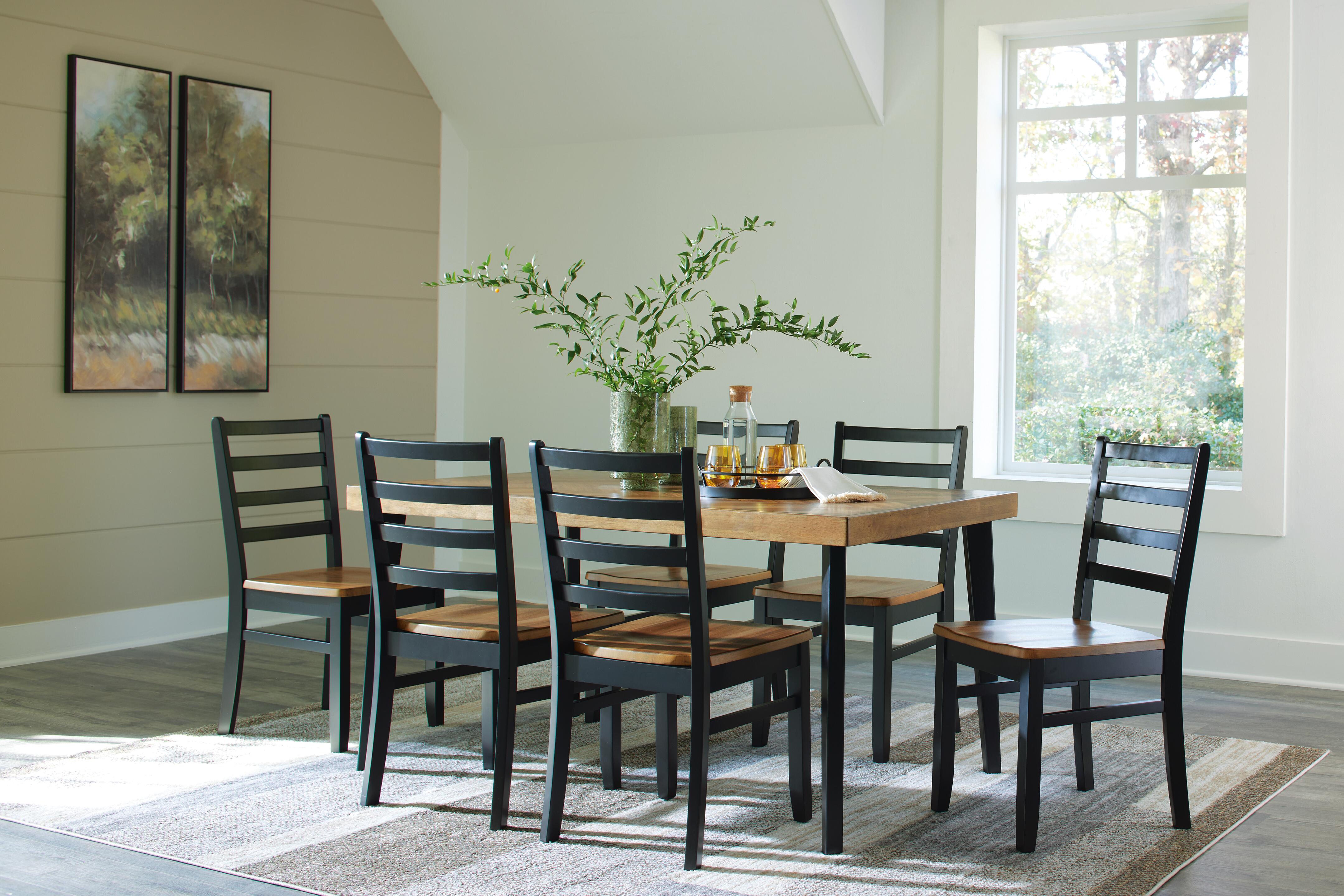 Dar Furniture - Ashley Furniture - Blondon Dining Table and 6 Chairs (Set of 7) - RECT DRM Table Set (7/CN) / Brown/Black - D413-425