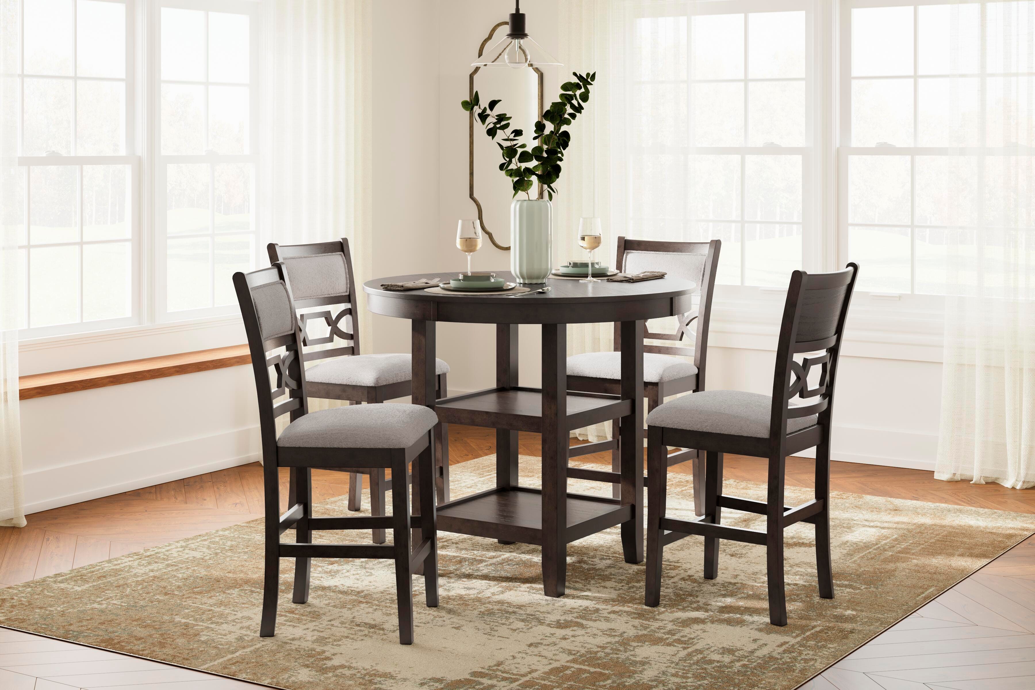 Dar Furniture - Ashley Furniture - Langwest Counter Height Dining Table and 4 Barstools (Set of 5) - DRM Counter Table Set (5/CN) / Brown - D422-223