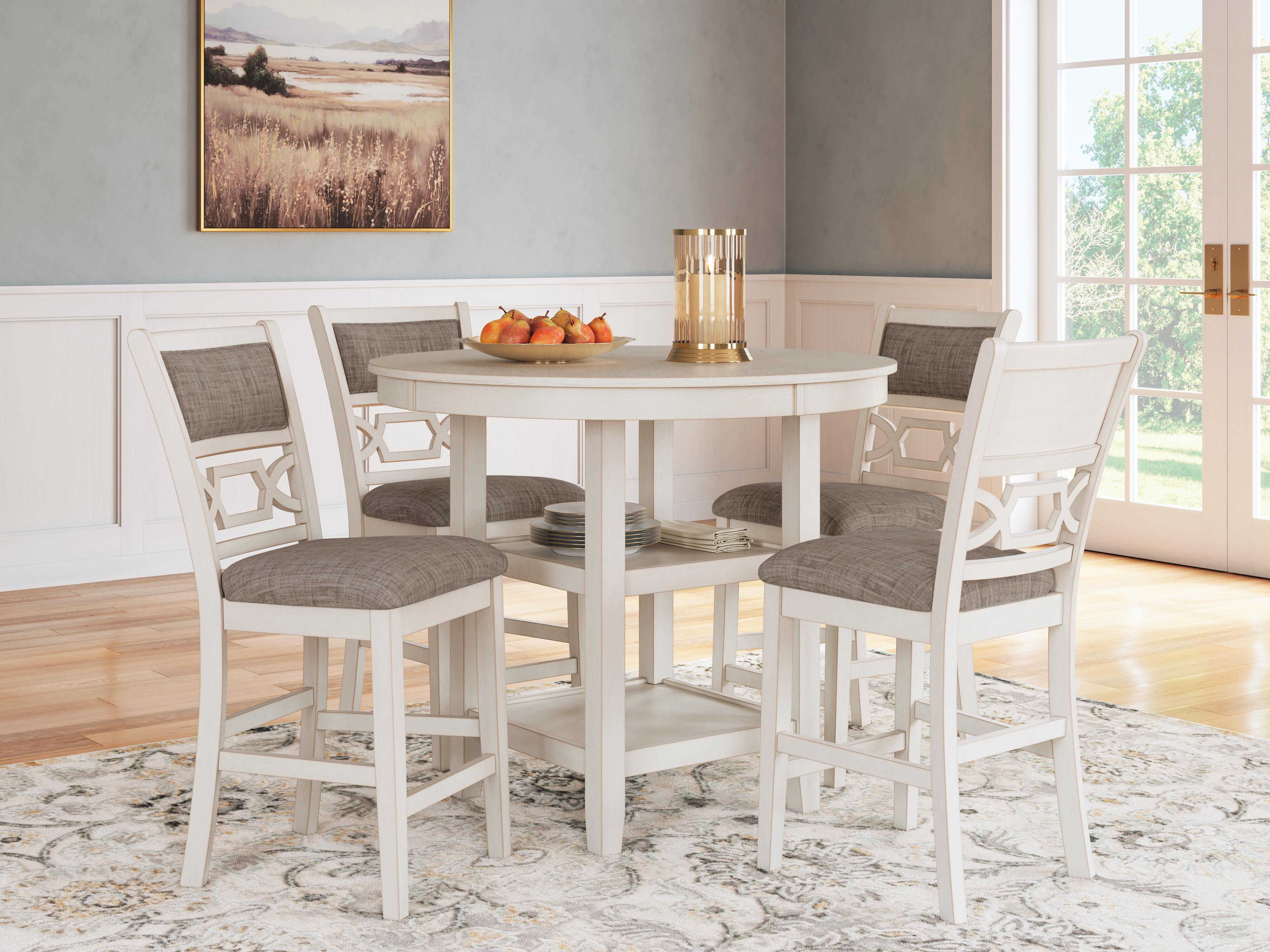 Dar Furniture - Ashley Furniture - Erinberg Counter Height Dining Table and 4 Barstools (Set of 5) - DRM Counter Table Set (5/CN) / Antique White - D423-223