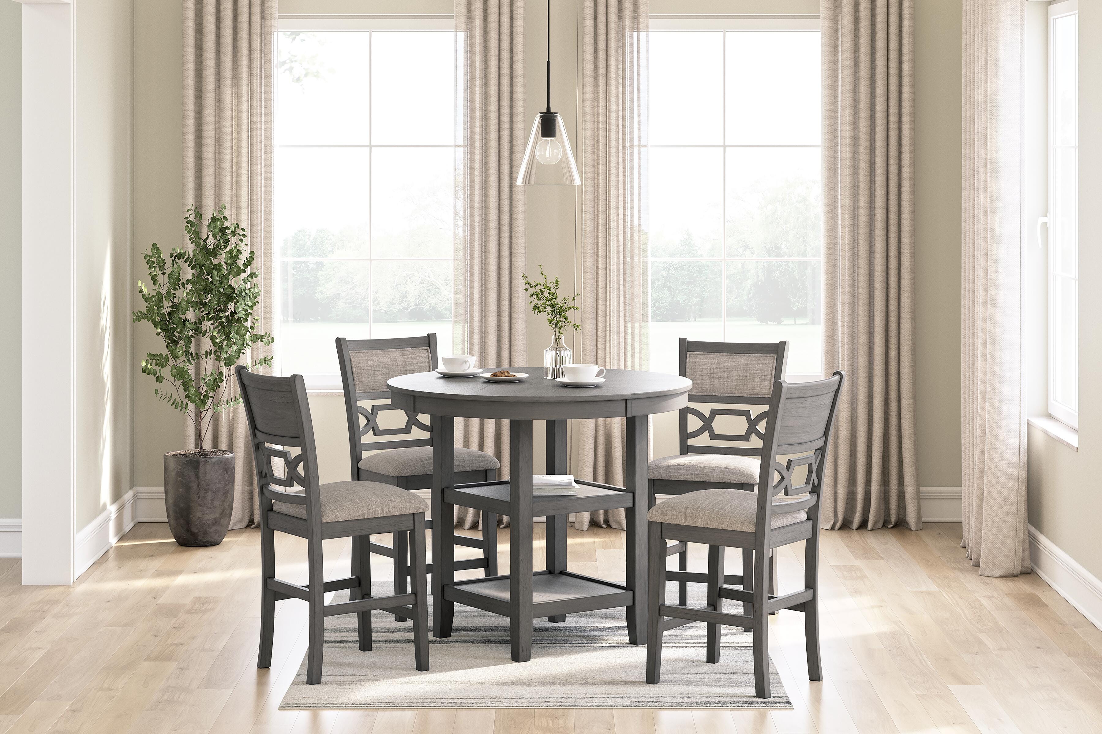 Dar Furniture - Ashley Furniture - Wrenning Counter Height Dining Table and 4 Barstools (Set of 5) - DRM Counter Table Set (5/CN) / Gray - D425-223